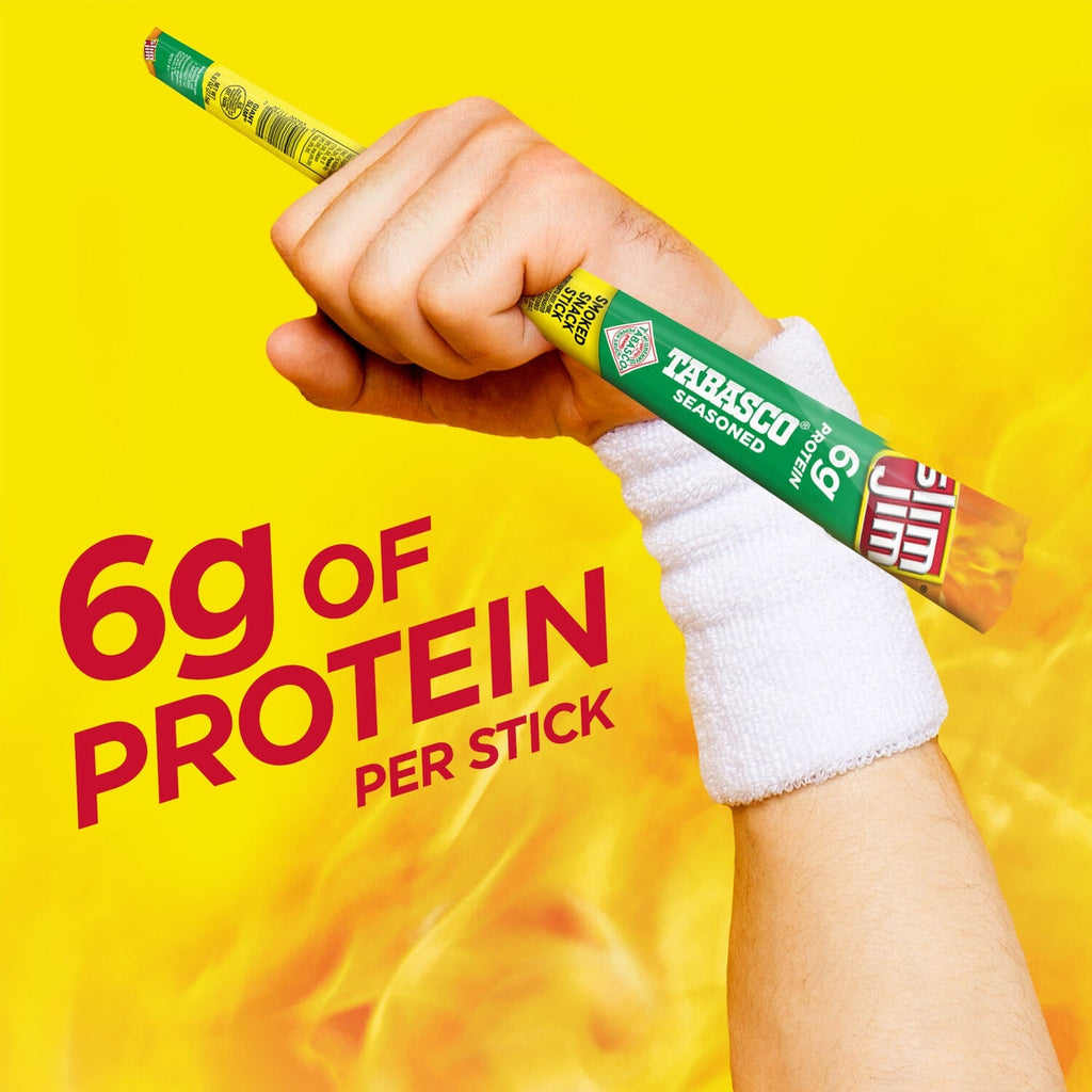 Slim Jim Giant Smoked Meat Sticks, Tabasco Flavor, 6g Protein Per Stick, 0.97 oz.