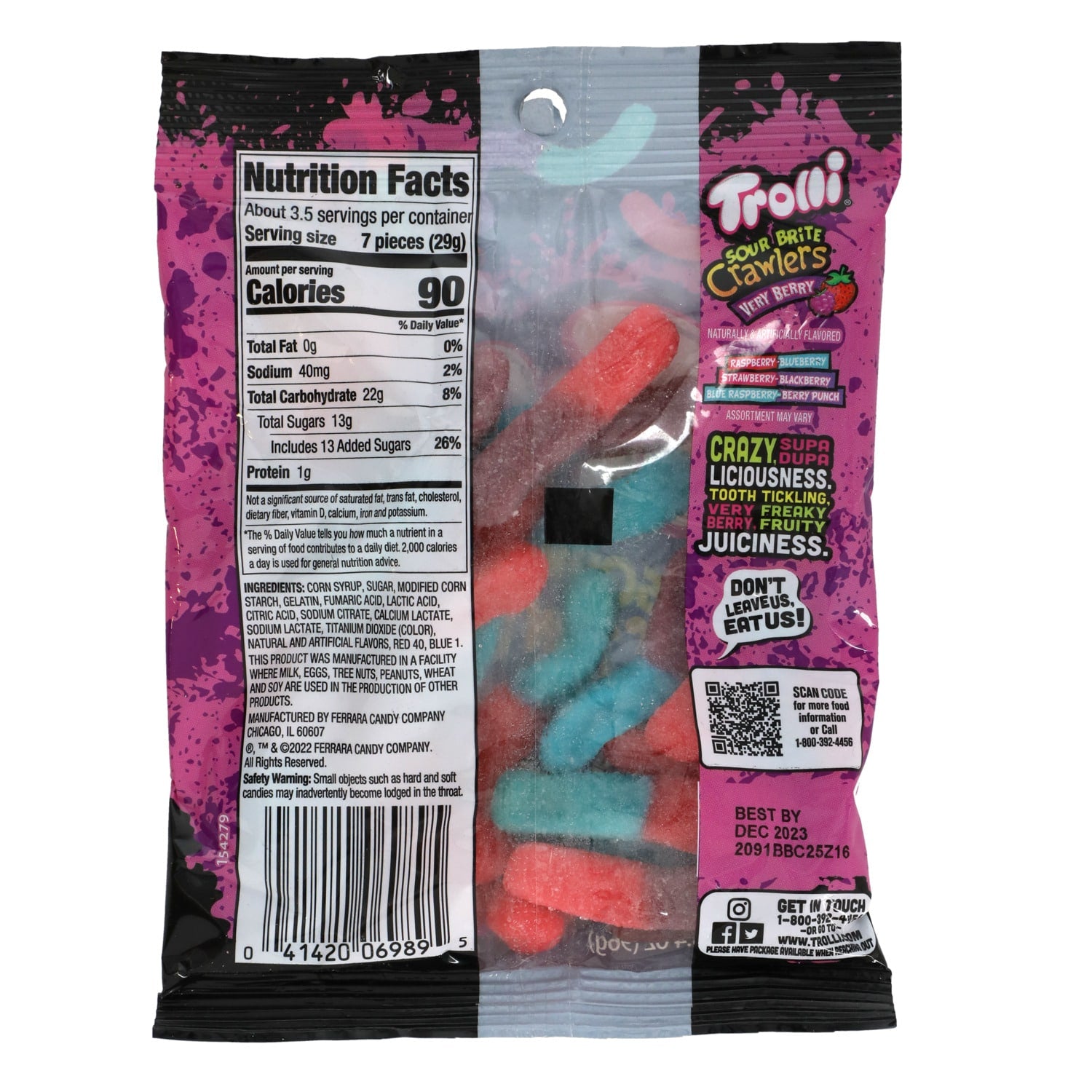 Trolli Very Berry Flavored Sour Brite Crawlers Gummy Candy, 1-ct.