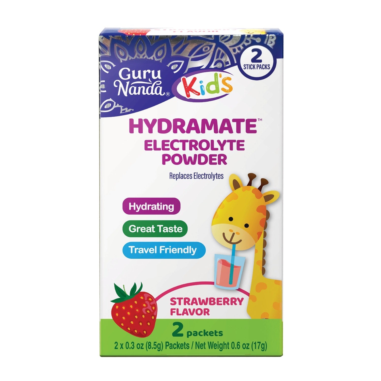 GuruNanda Hydramate Kids Electrolyte Powder, 2-pc Pack.