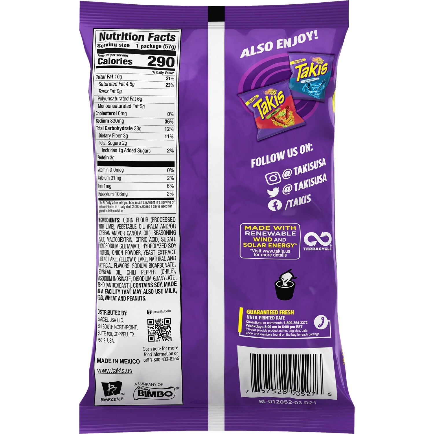 Barcel Takis Fuego Tortilla Chips, 2 oz.