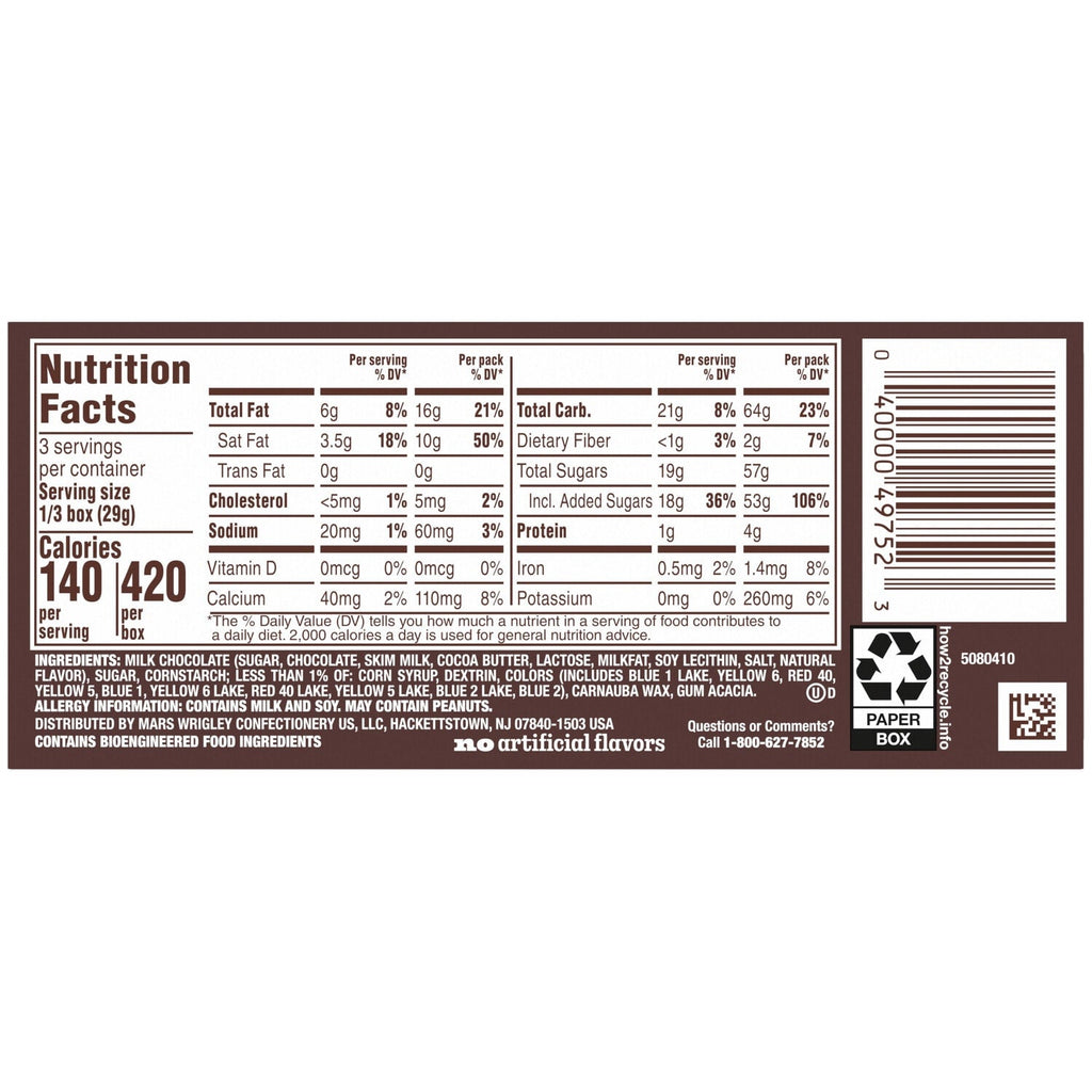 Mars M&amp;MâS Milk Chocolate Candy Movie Theater Box, 3.1 oz.