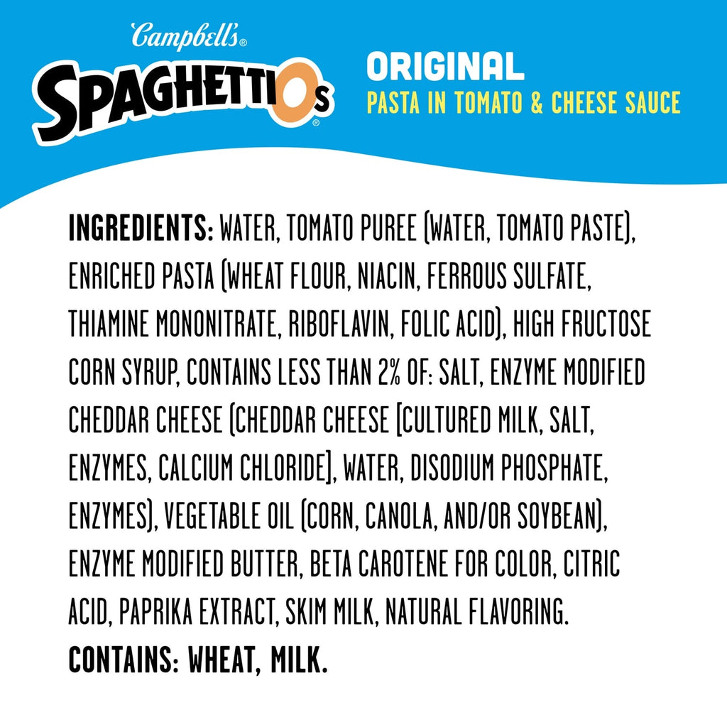 Campbell's SpaghettiOs Original Canned Pasta, 15.8-oz. Cans