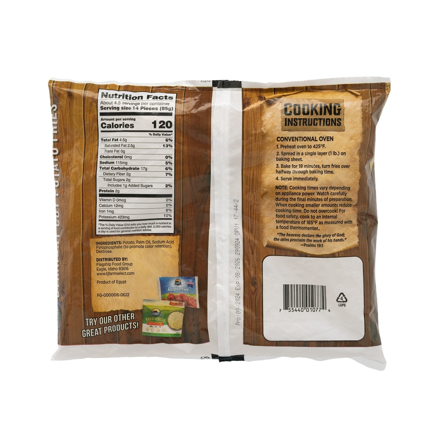 Tj Farms Straight Cut Potato Fries, 1-ct.
