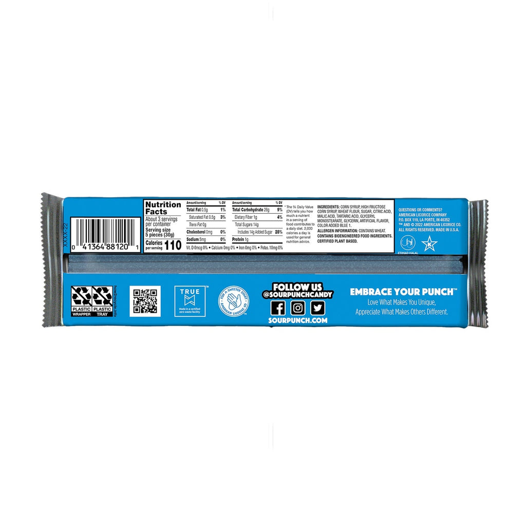 Sour Punch Blue Raspberry Straws, 3.2 oz.