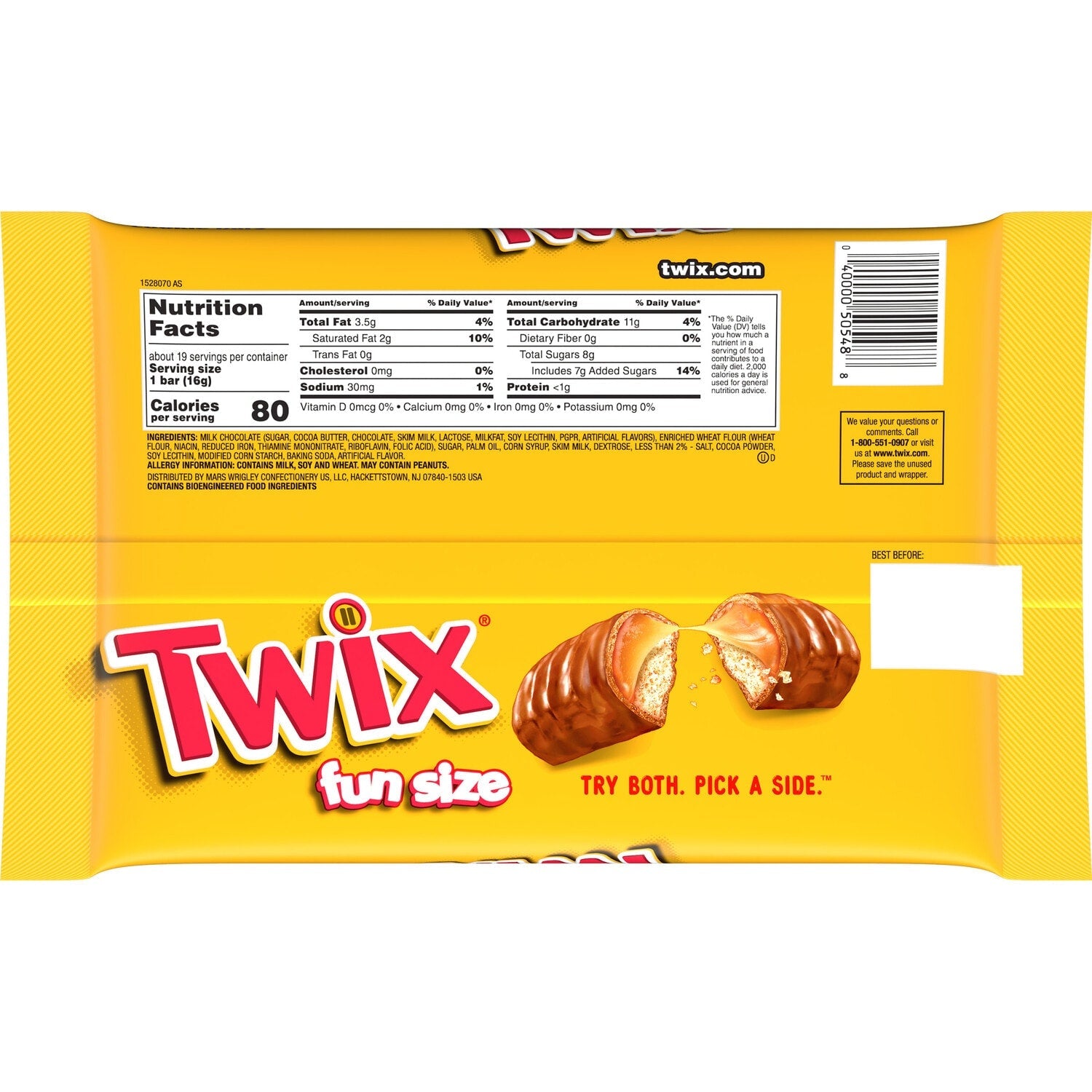 TWIX Fun Size Caramel Cookie Chocolate Bars - 10.83 oz Bulk Candy Bag
