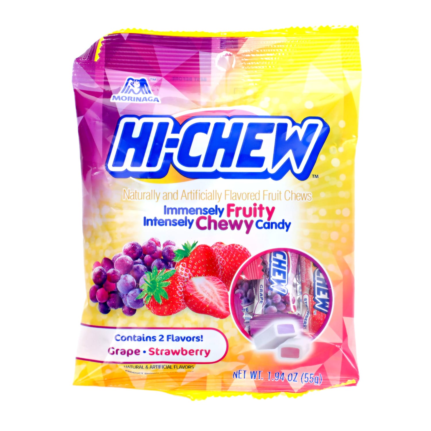 HI-CHEW Grape and Strawberry Fruit Chews, 1.94-oz. Bags