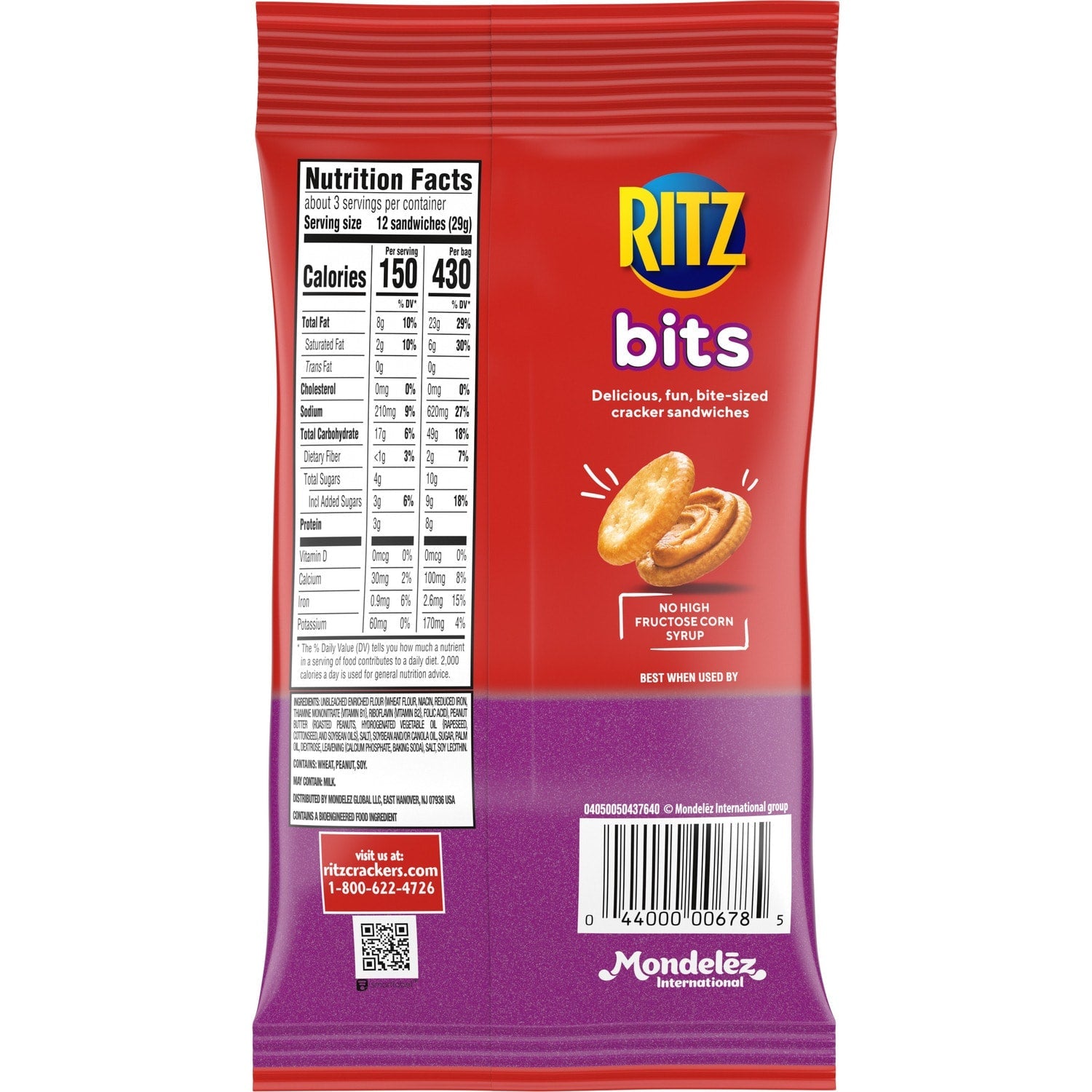 Nabisco Ritz Bits Peanut Butter Cracker Sandwiches, 3-oz.