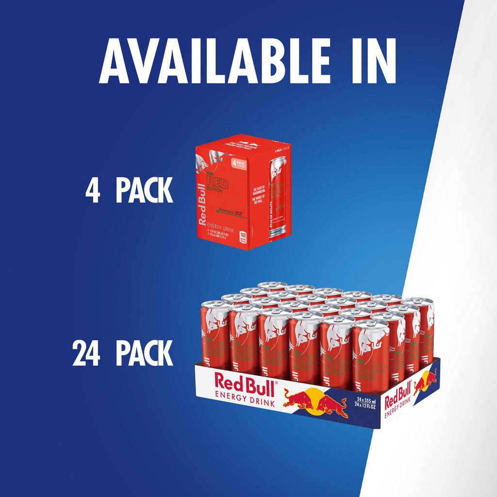 Red Bull Red Edition Energy Drink, Watermelon, 114mg Caffeine, 12 fl oz Can