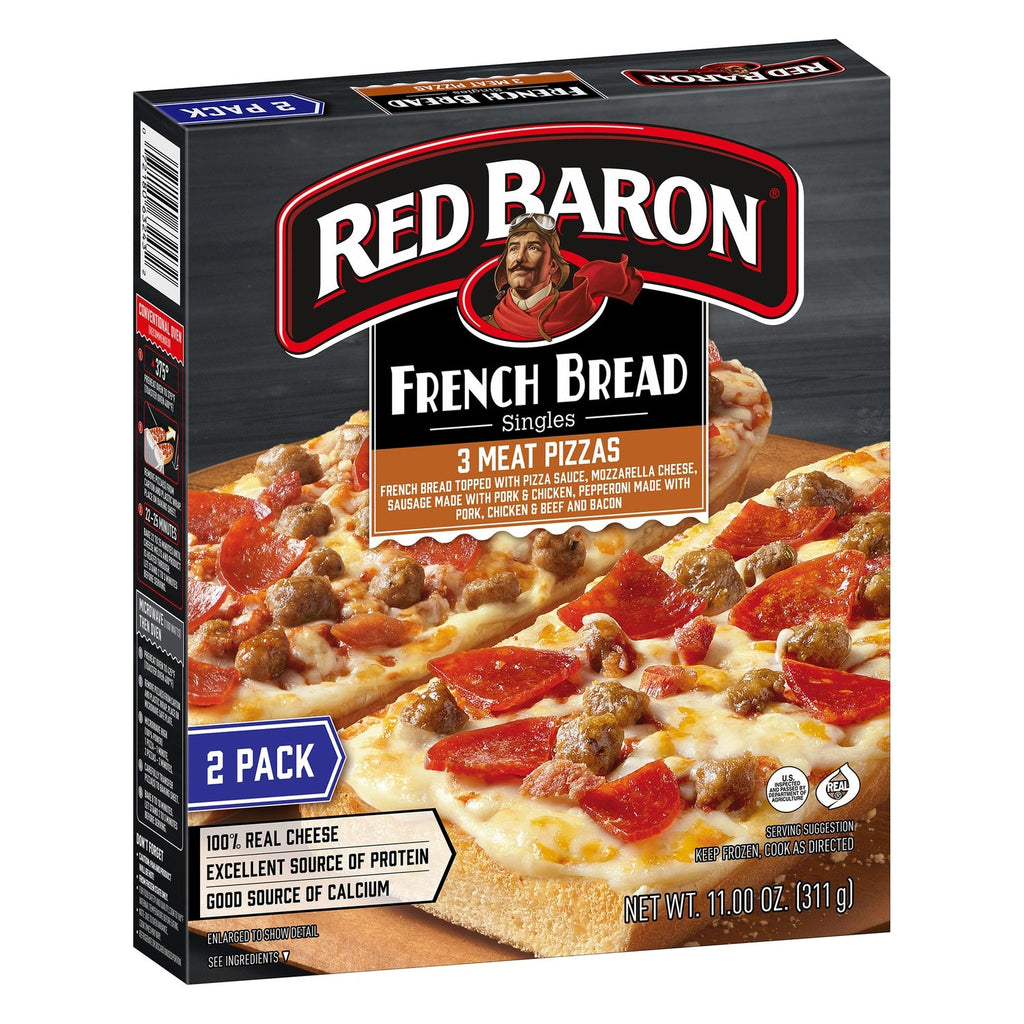 Red Baron Three Meat French Bread Personal Frozen Pizza, 2-ct. Pack