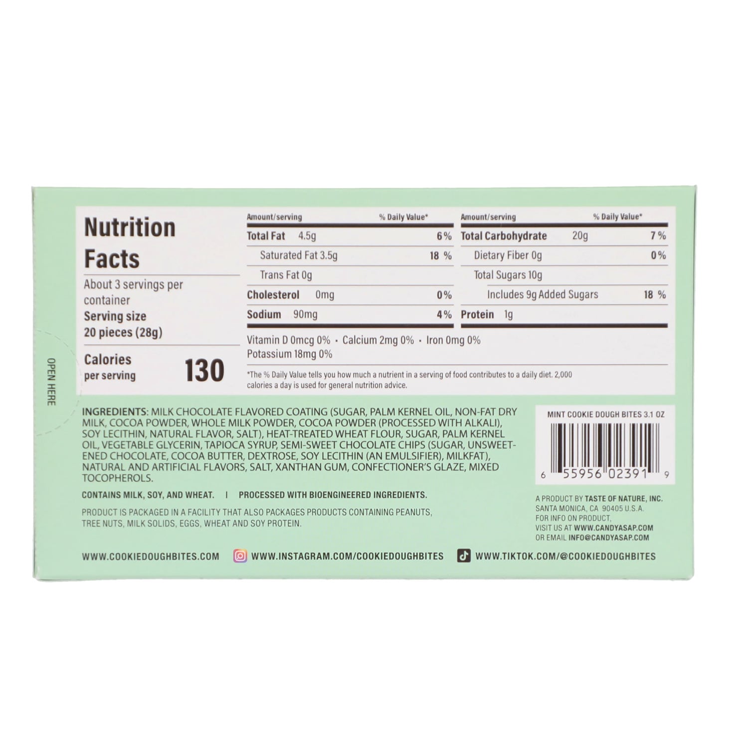 Just The Dough Mint Chocolate Chip Cookie Dough Bites, 1-ct.