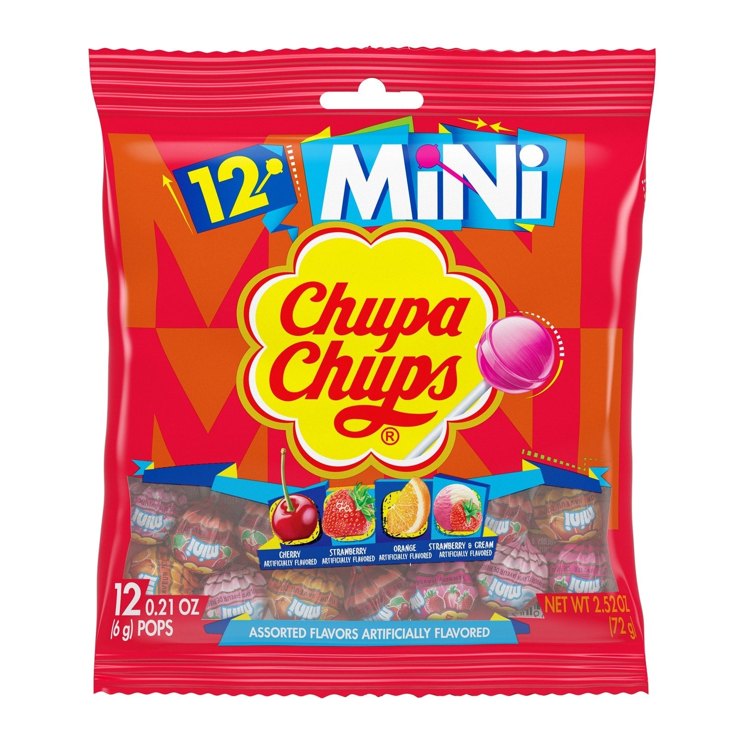 Chupa Chups Mini Lollipops, 12-pc Pack.
