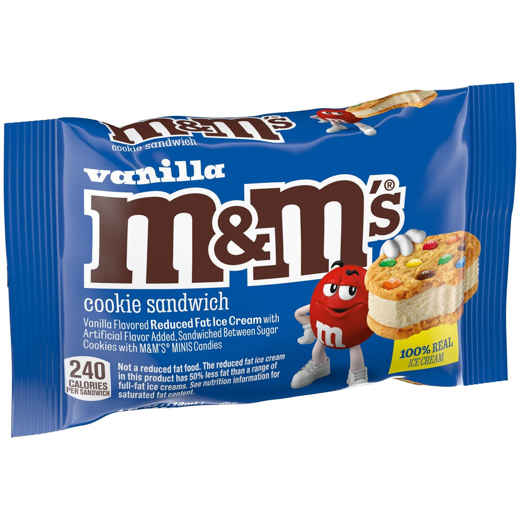 Mars M&amp;M'S Vanilla Ice Cream Cookie Sandwich Reduced Fat Vanilla Ice Cream Dessert Cookie Sandwich, 4 Oz