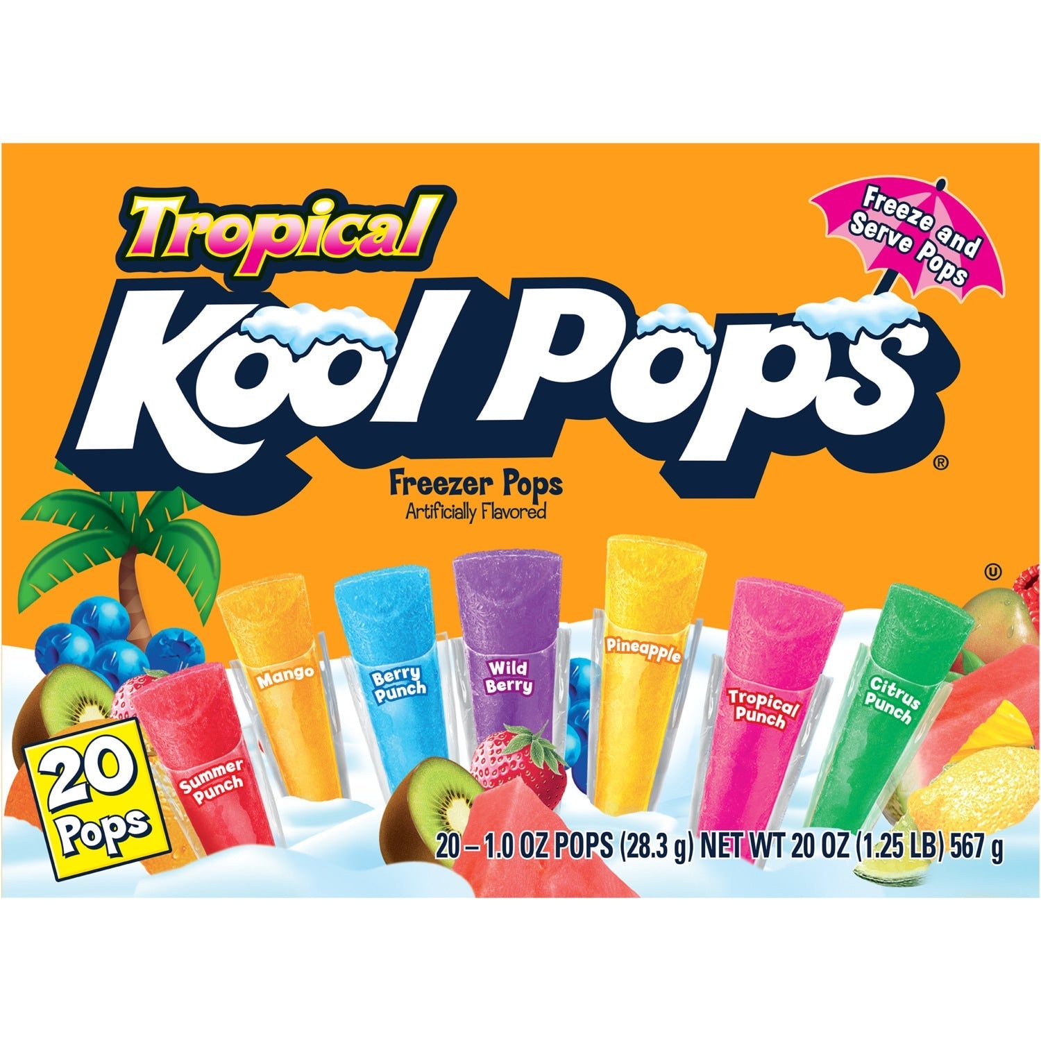 Kool Pops Freezer Bars - Tropical Flavors, 16 and 20 ct.