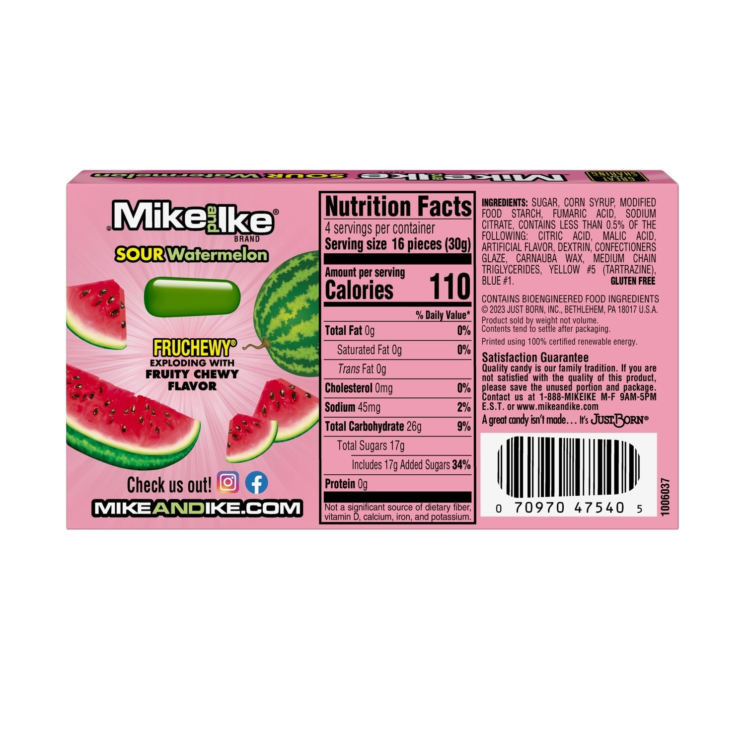 Mike And Ike Sour Watermelon Theater Box Candy, 4.25 oz.
