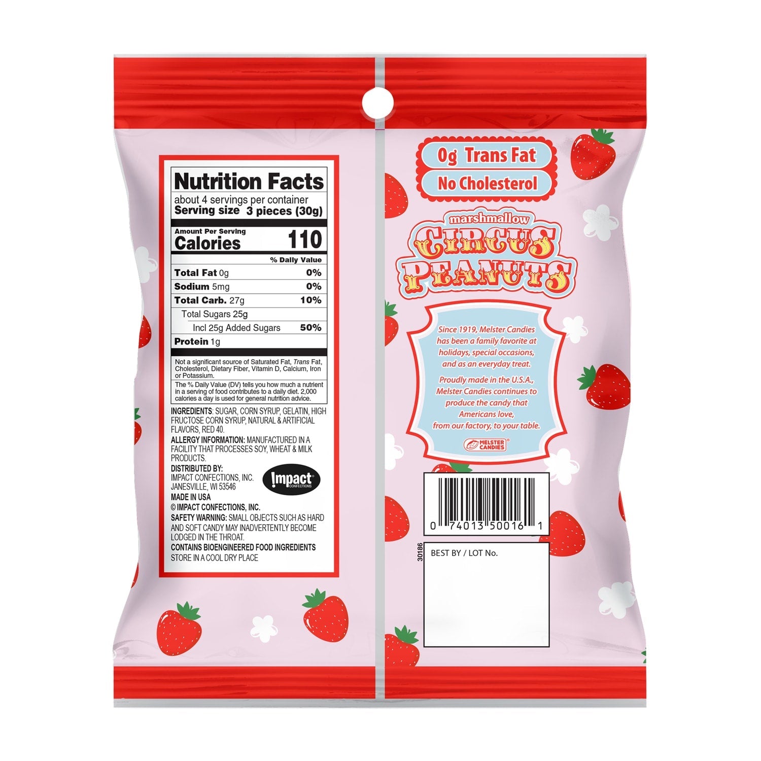 Melster Candies Strawberry-Flavored Marshmallow Circus Peanuts, 1-ct.
