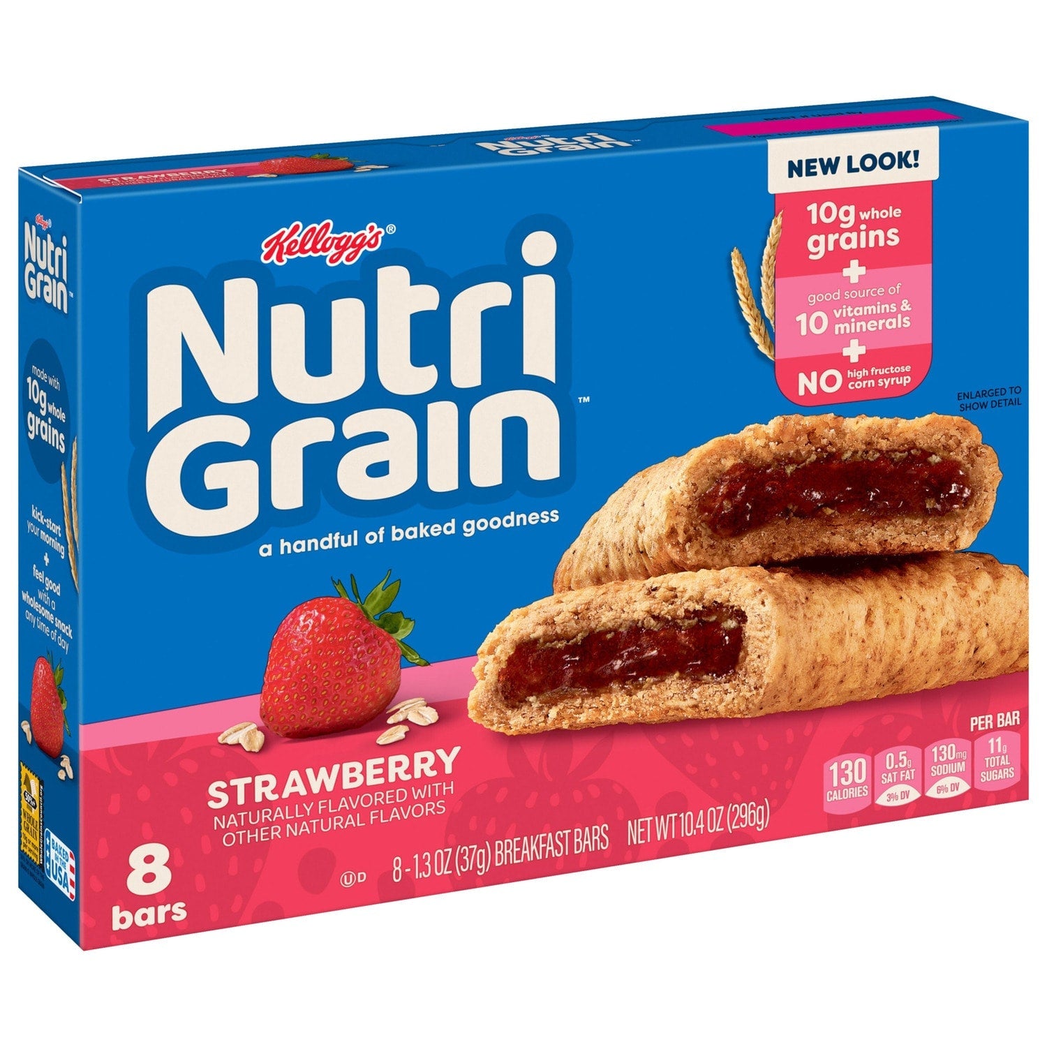 Kellogg's Nutri-Grain Strawberry-flavored Baked Breakfast Bars, 8-pc Pack.