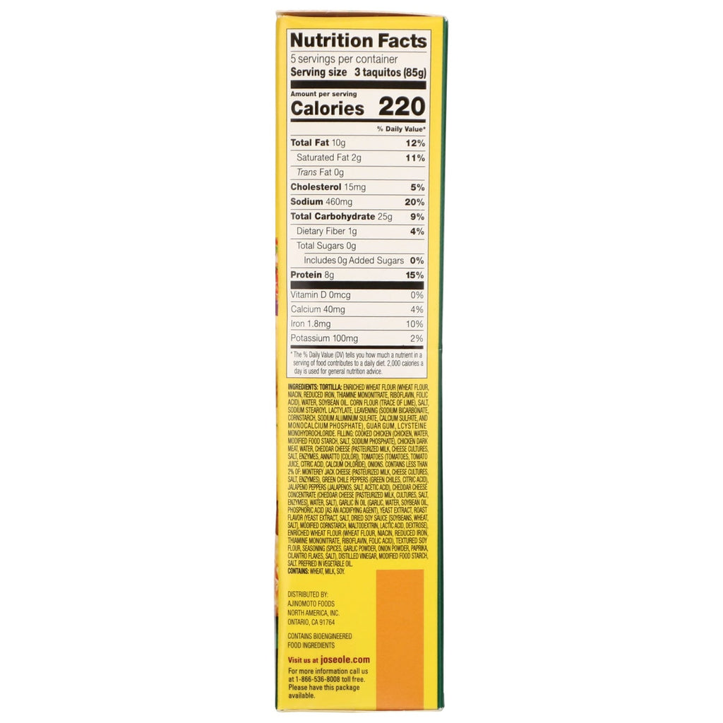 Jose Ole Chicken And Cheese Flour Taquitos, 15-pc Pack.