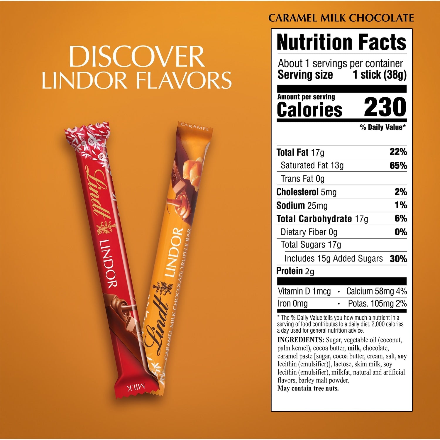 Lindt Lindor Caramel Milk Chocolate Truffle Bar, 1-ct.