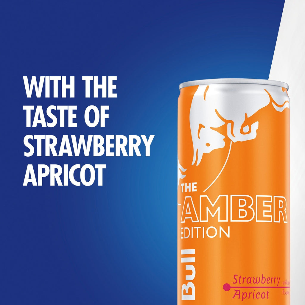 Red Bull Amber Edition Energy Drink, Strawberry Apricot, 80mg Caffeine, 8.4 fl oz Can