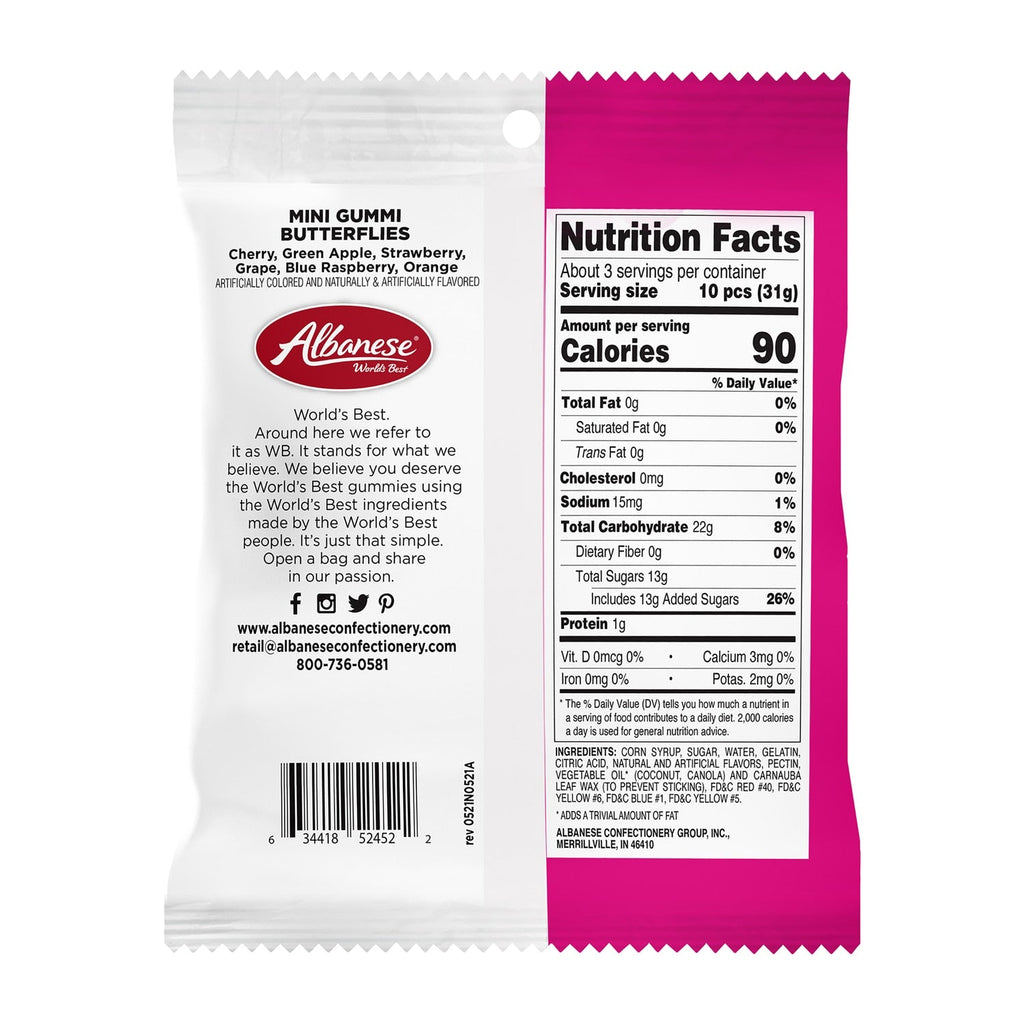 Albanese World's Best Mini Gummi Butterflies, 3.5oz