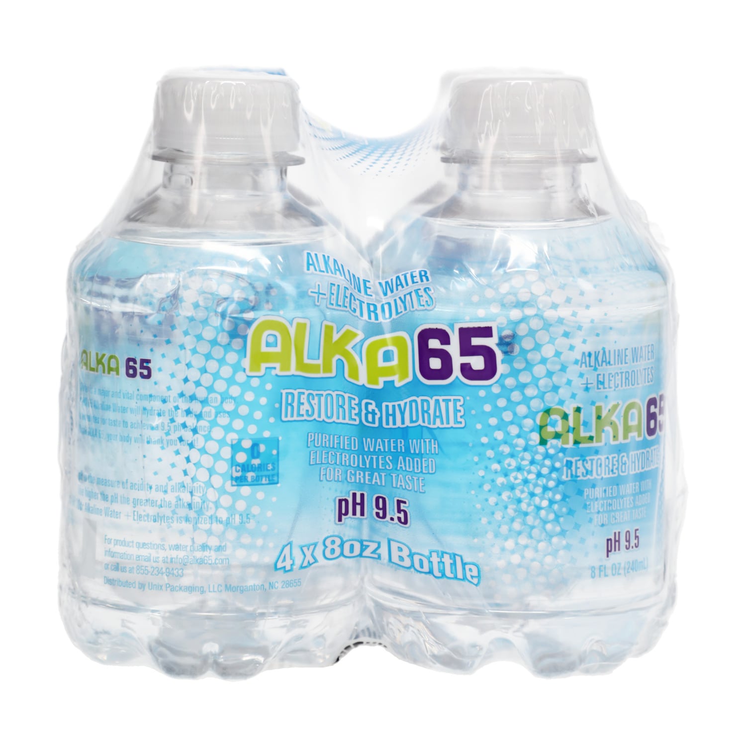 Alka 65 9.5PH Alkaline Water with Electrolytes, 4-ct. Packs, 8-oz. Bottles