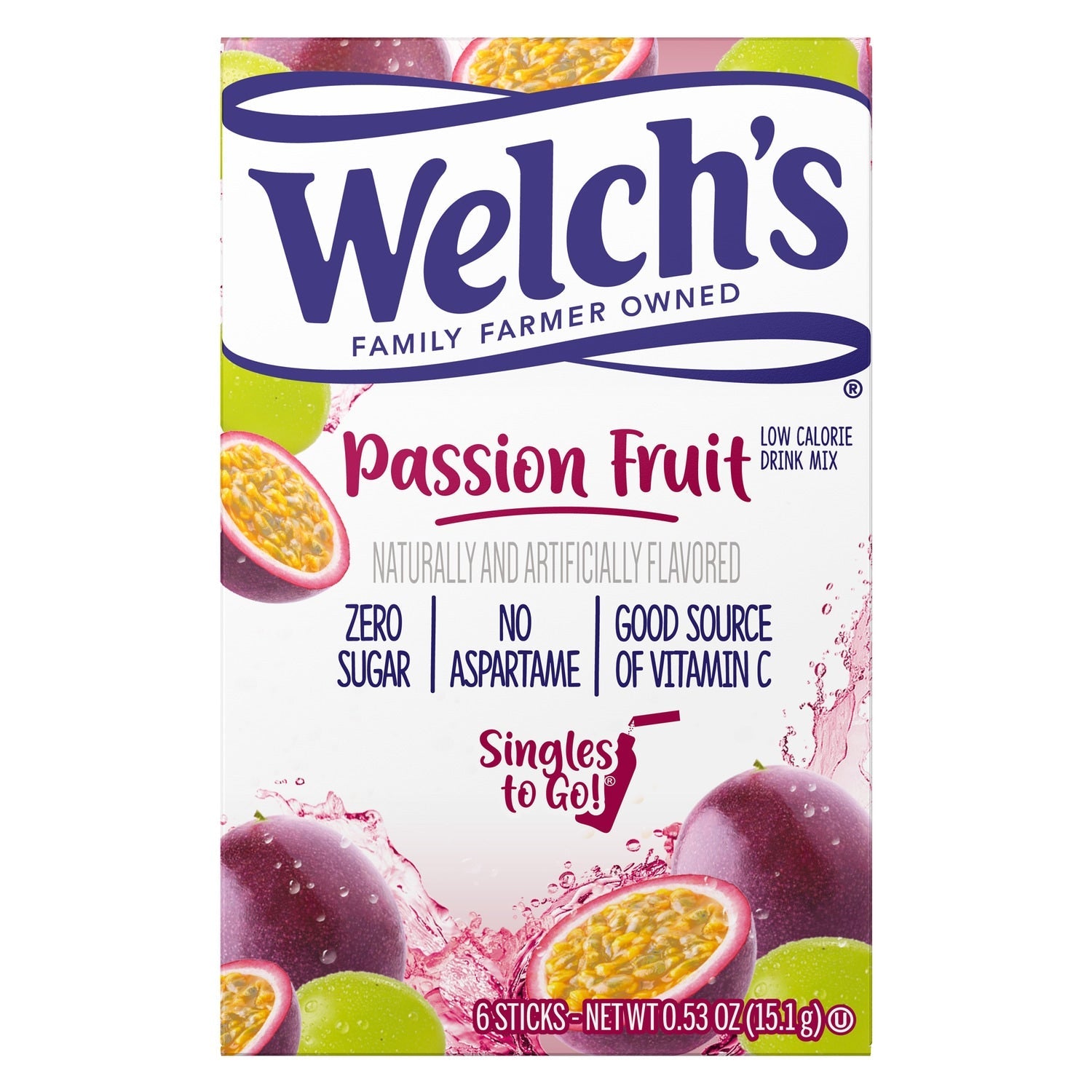 Welch's Passion Fruit Singles To-Go Low-Calorie Drink Mix, 6 ct.