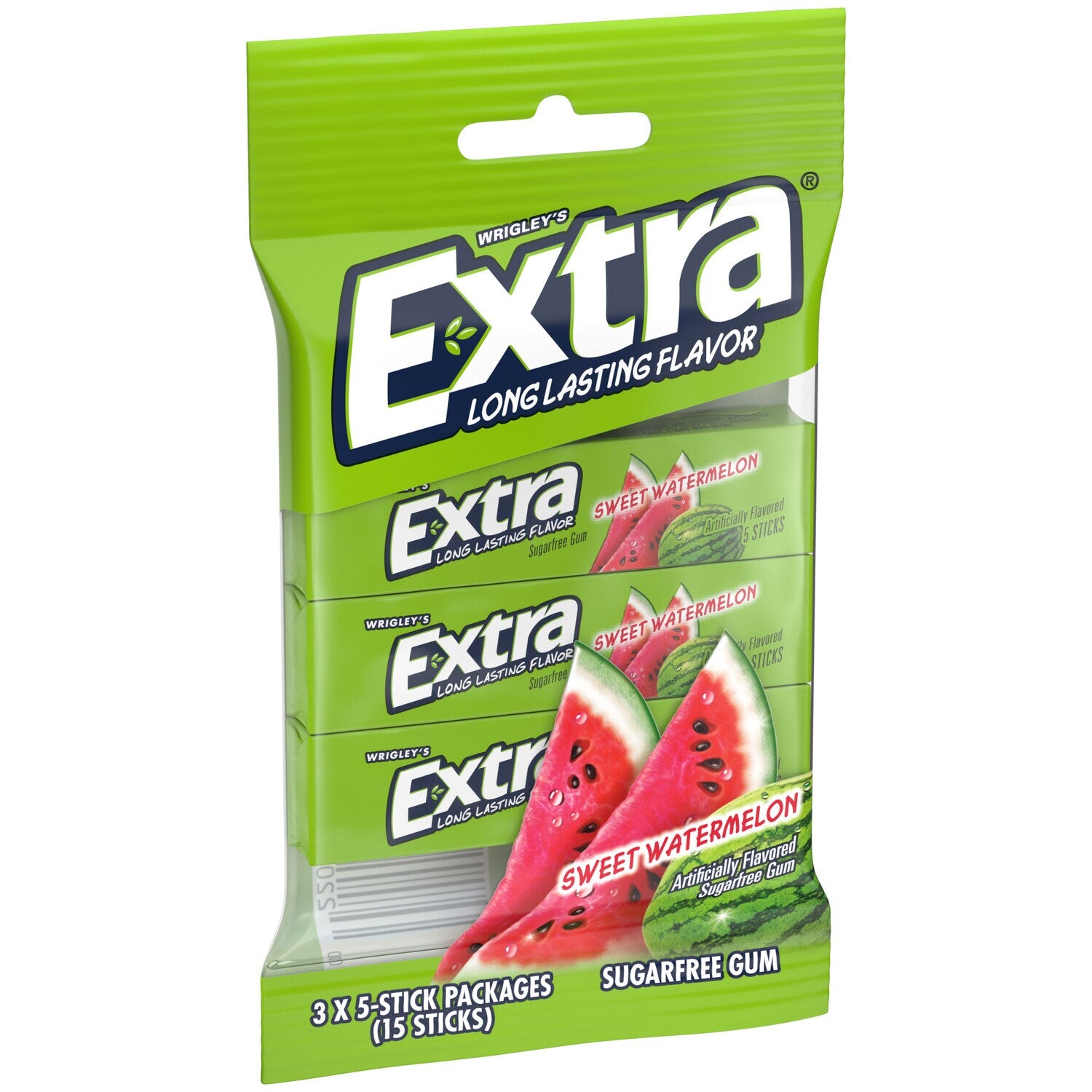 Wrigley's Extra Long Lasting Watermelon Flavored Gum, 3-pc Pack.