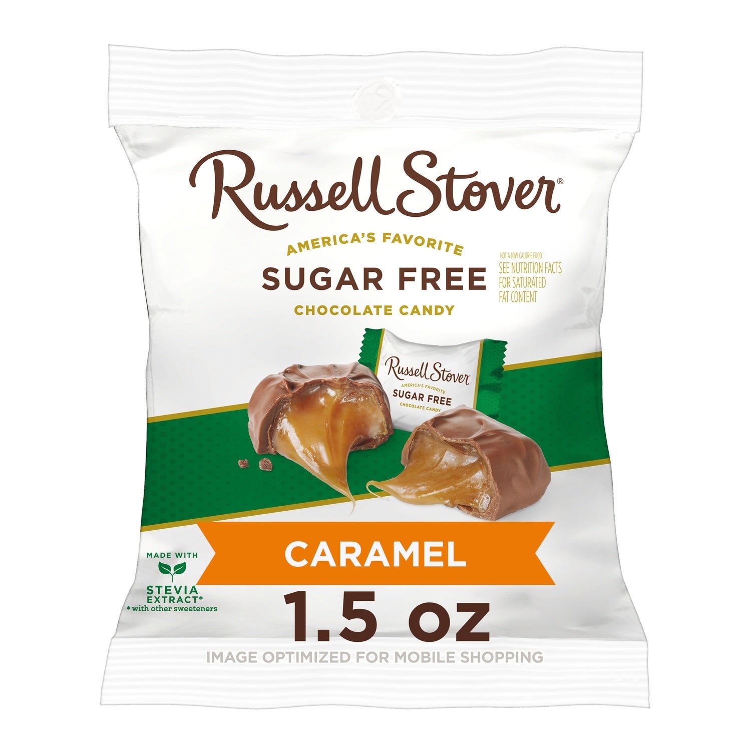Russell Stover Sugar-Free Creamy Caramel Chocolate Candies, 13-pc Pack.