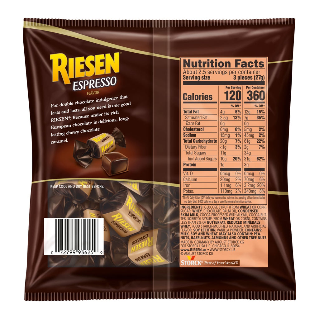 Storck Riesen Espresso Flavored Chewy Chocolates, 2.5 oz.
