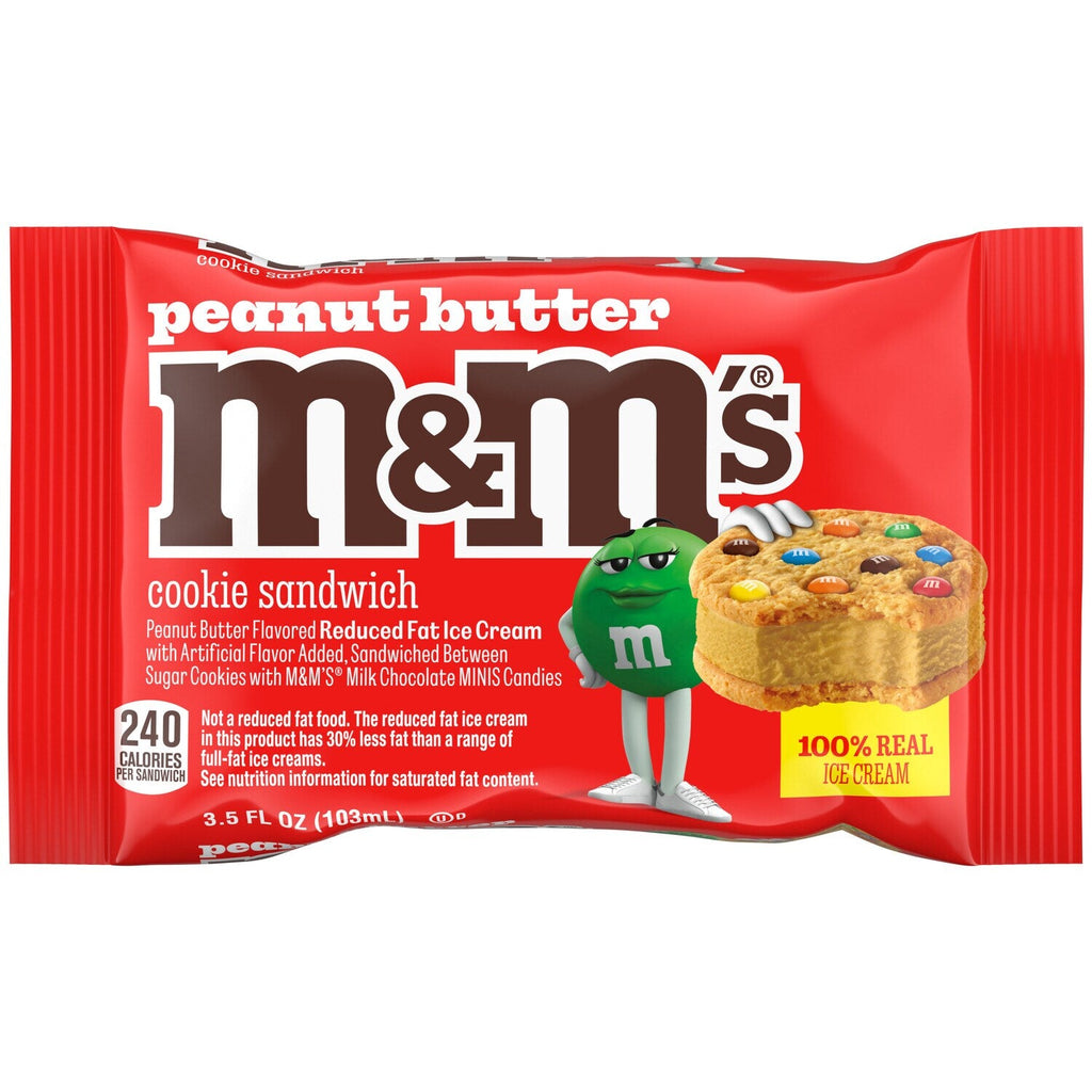 Mars M&amp;M'S Peanut Butter Ice Cream Sugar Cookie Sandwich Dessert, 3.5 Oz