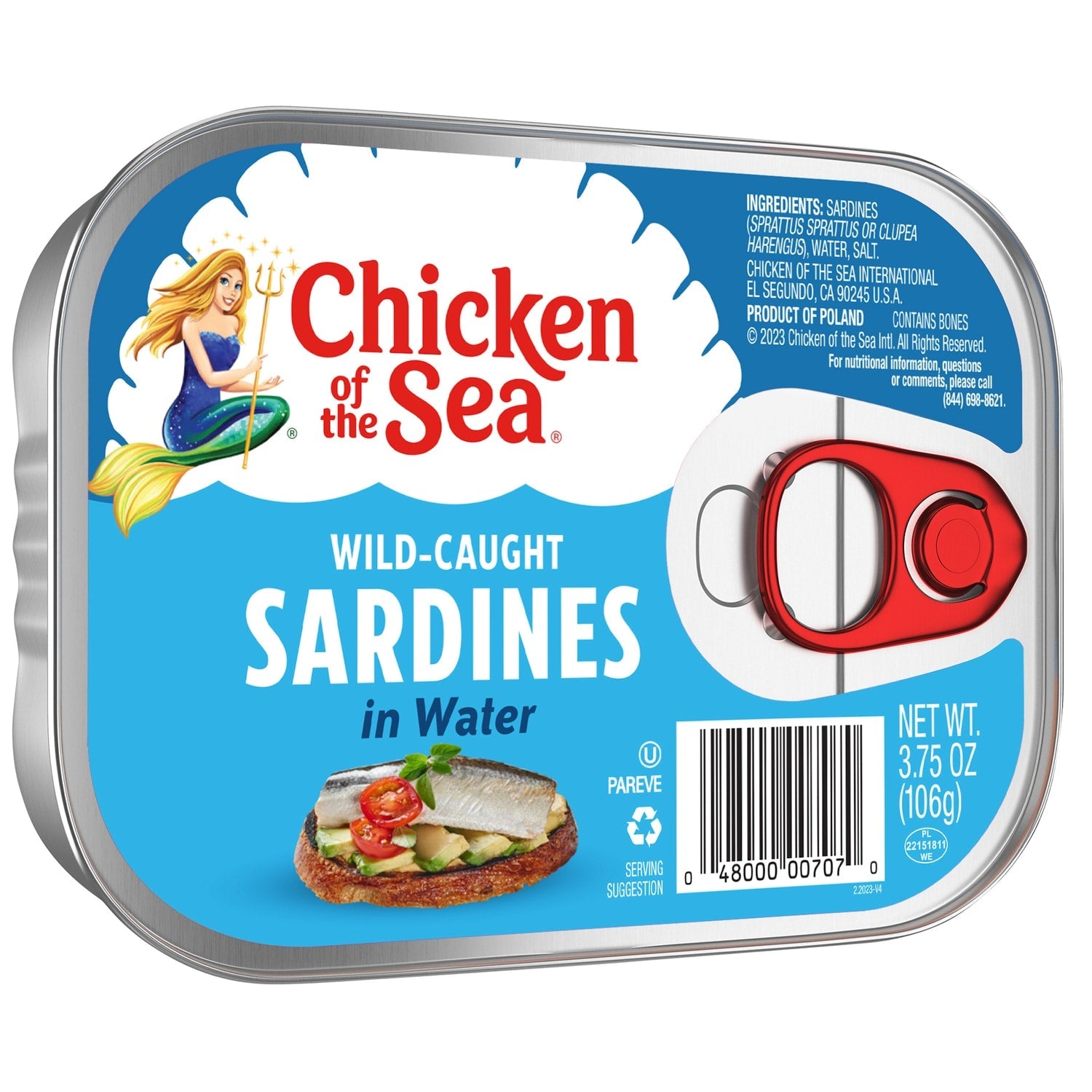Chicken of the Sea Wild Caught Sardines in Water, 3.75 oz.