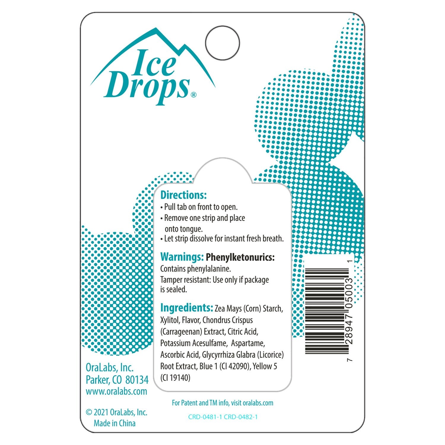 Oralabs Ice Drops Fresh Mint Breath Strips, 24-ct. Packs