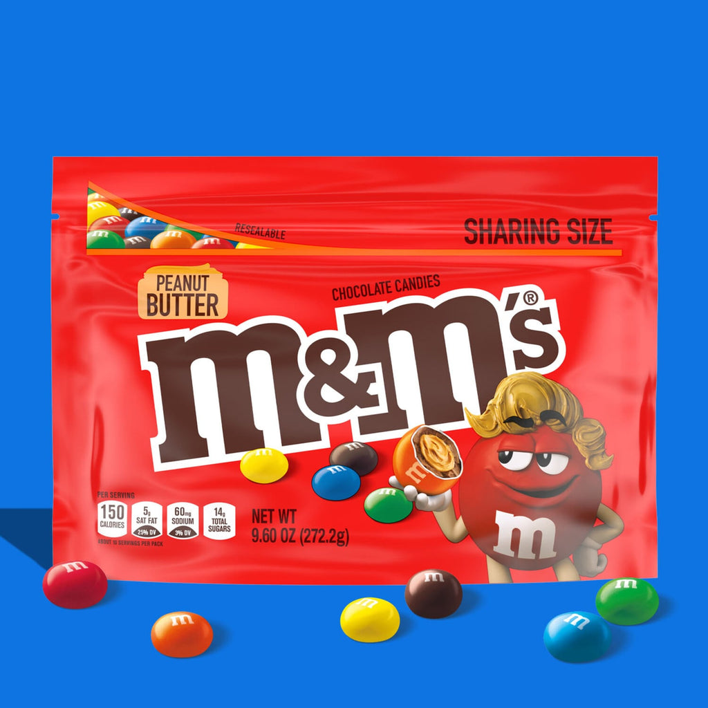 M&amp;M'S Peanut Butter Milk Chocolate Candy, Sharing Size, 9 oz Resealable Bag