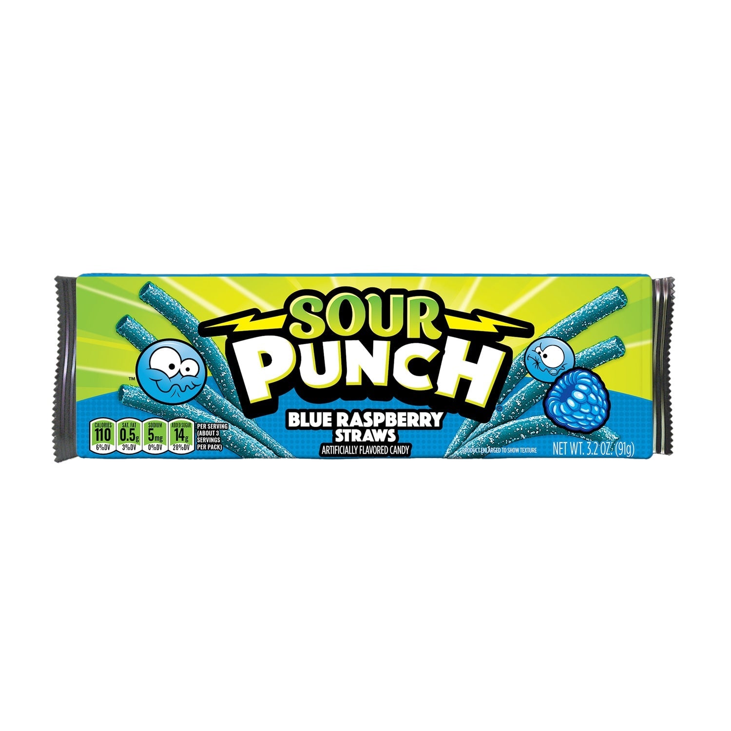Sour Punch Blue Raspberry Straws, 3.2 oz.