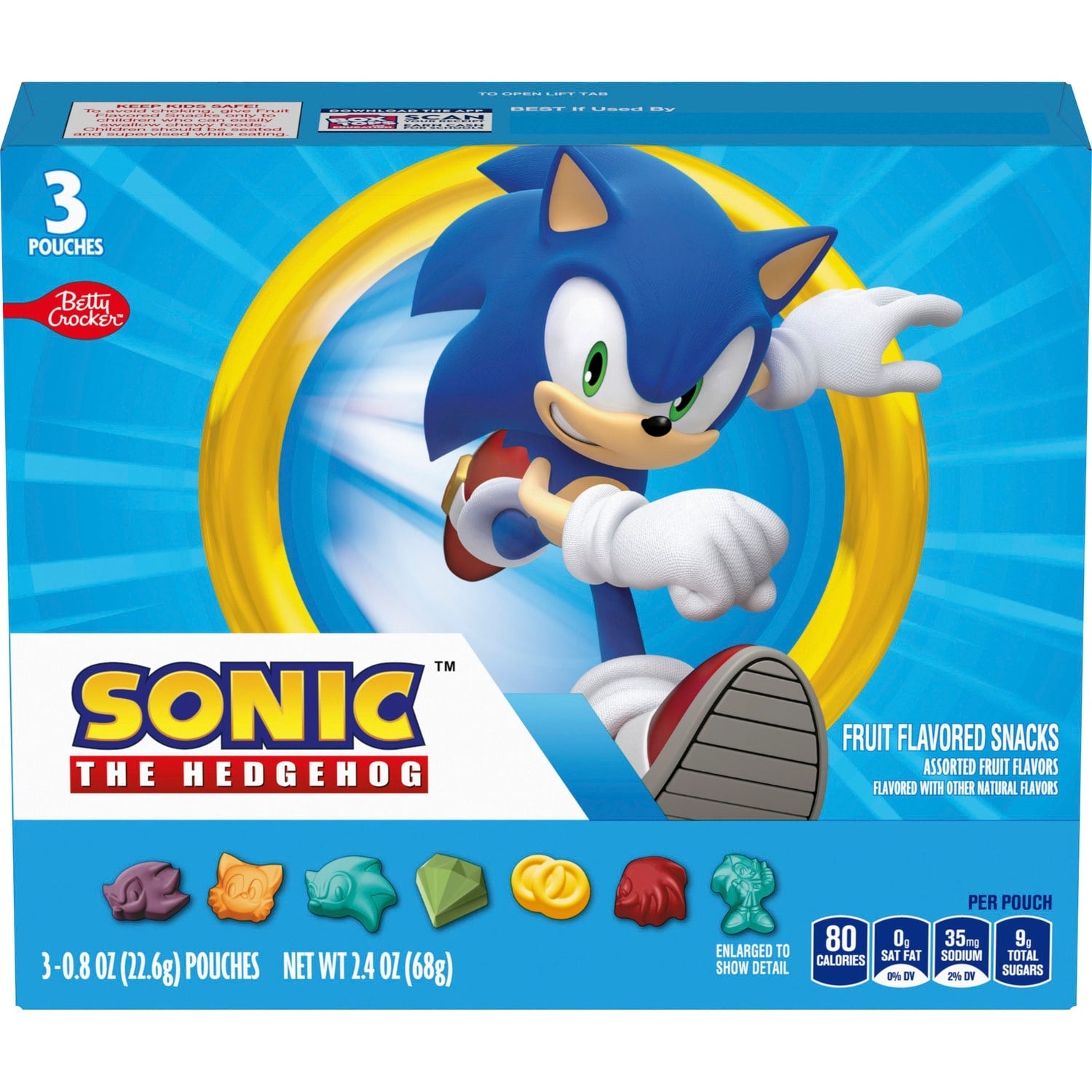 Betty Crocker Sonic the Hedgehog Fruit Snacks, 3 pk.
