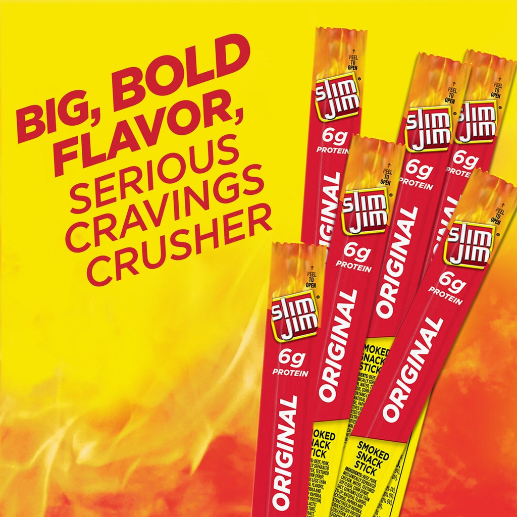 Slim Jim Giant Sized Original Smoked Snack Stick, 6g Protein Per Serving, 0.97 oz.