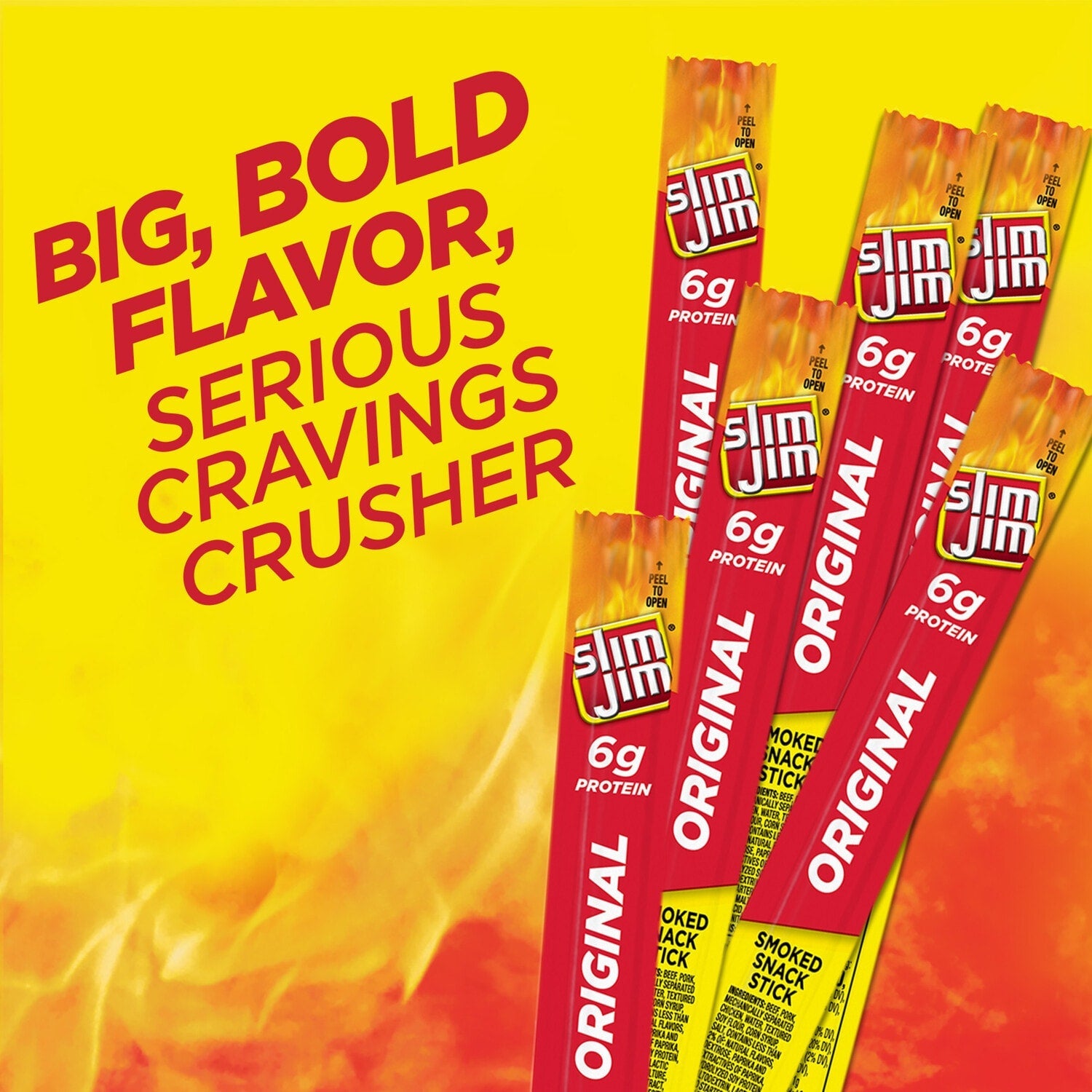 Slim Jim Giant Sized Original Smoked Snack Stick, 6g Protein Per Serving, 0.97 oz.