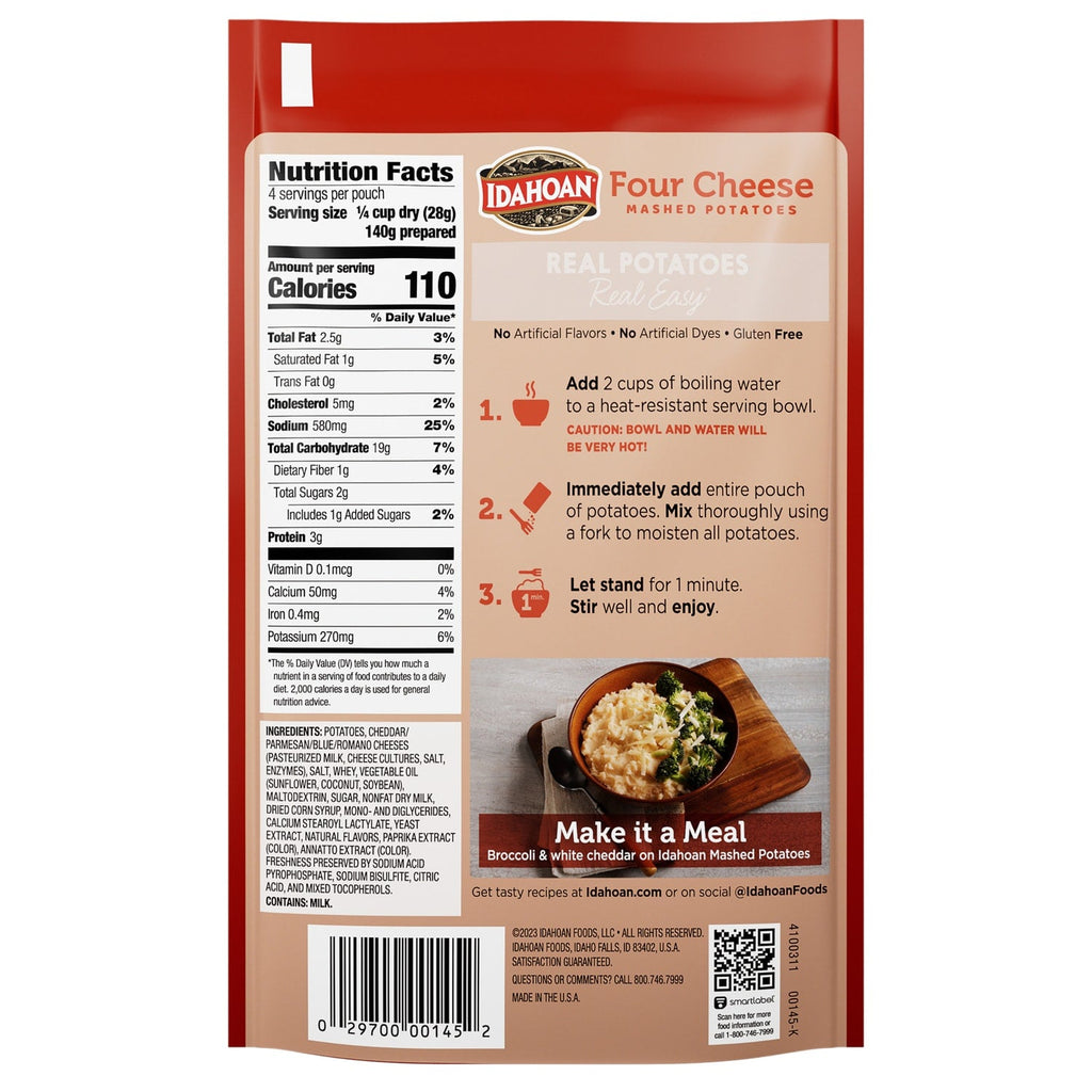 Idahoan Four Cheese Instant Mashed Potatoes, 4 oz.
