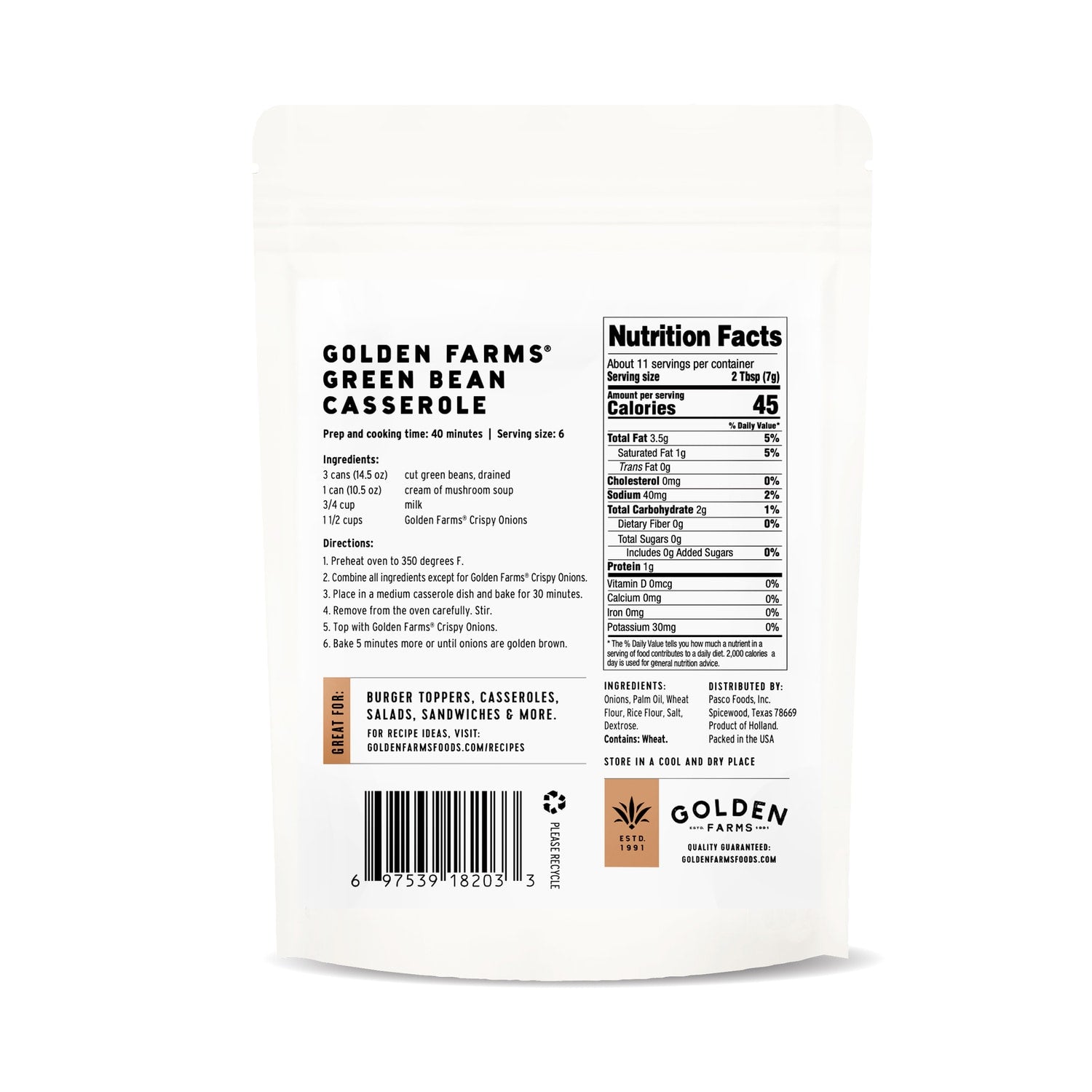 Golden Farms All-Natural French Fried Onions, 2.8 oz.