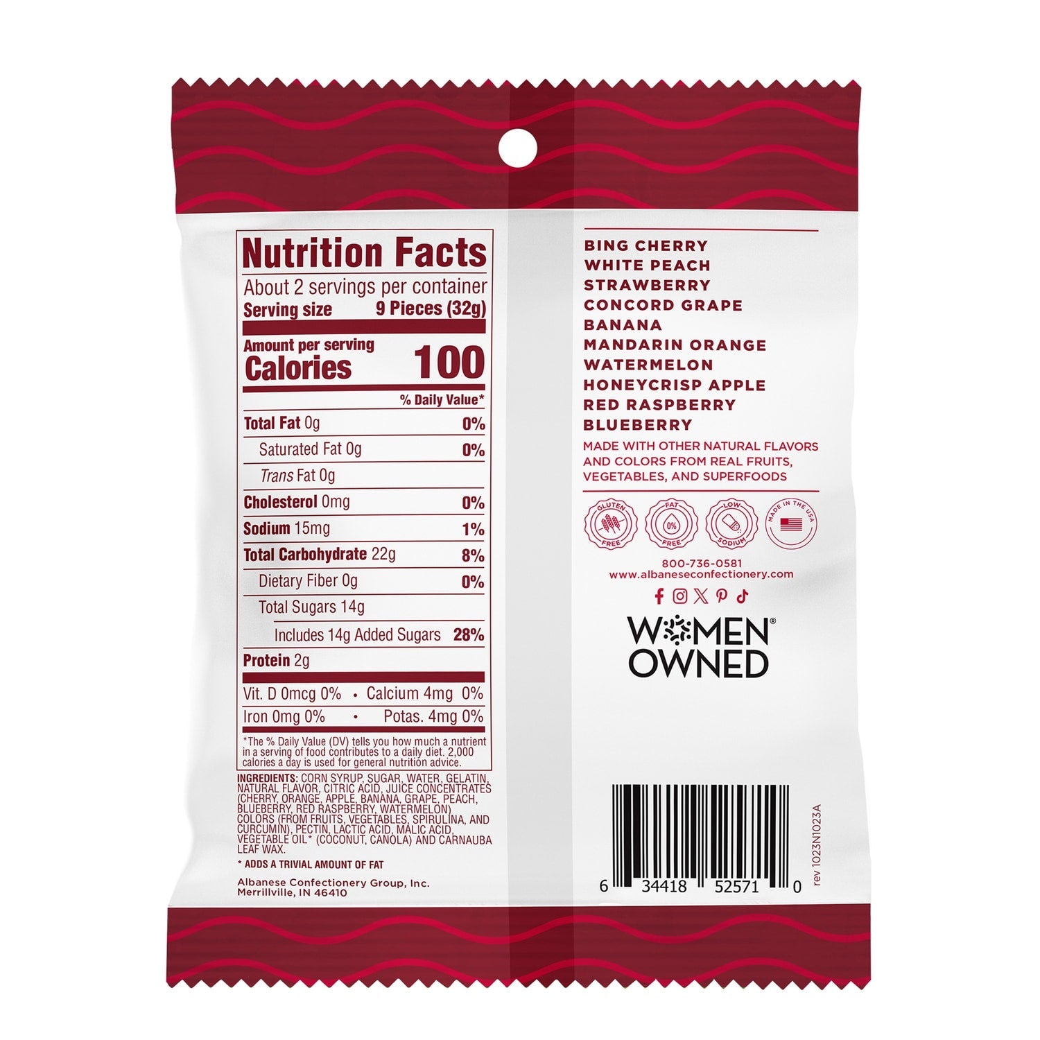 Albanese True To Fruit American Favorite Fruits Gummi Bears, 2.5 oz.