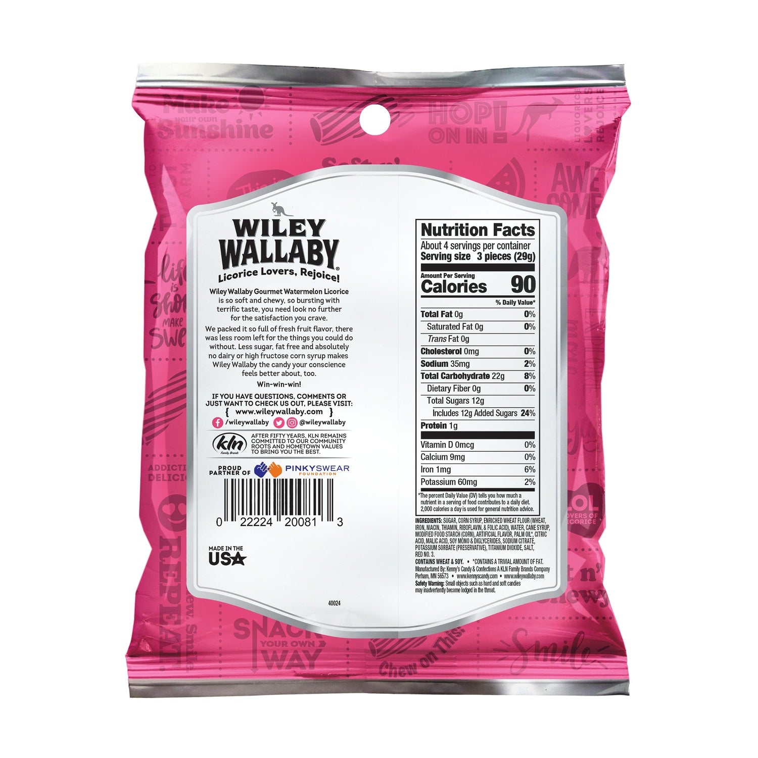 Wiley Wallaby Watermelon Licorice, 4-oz. Bags
