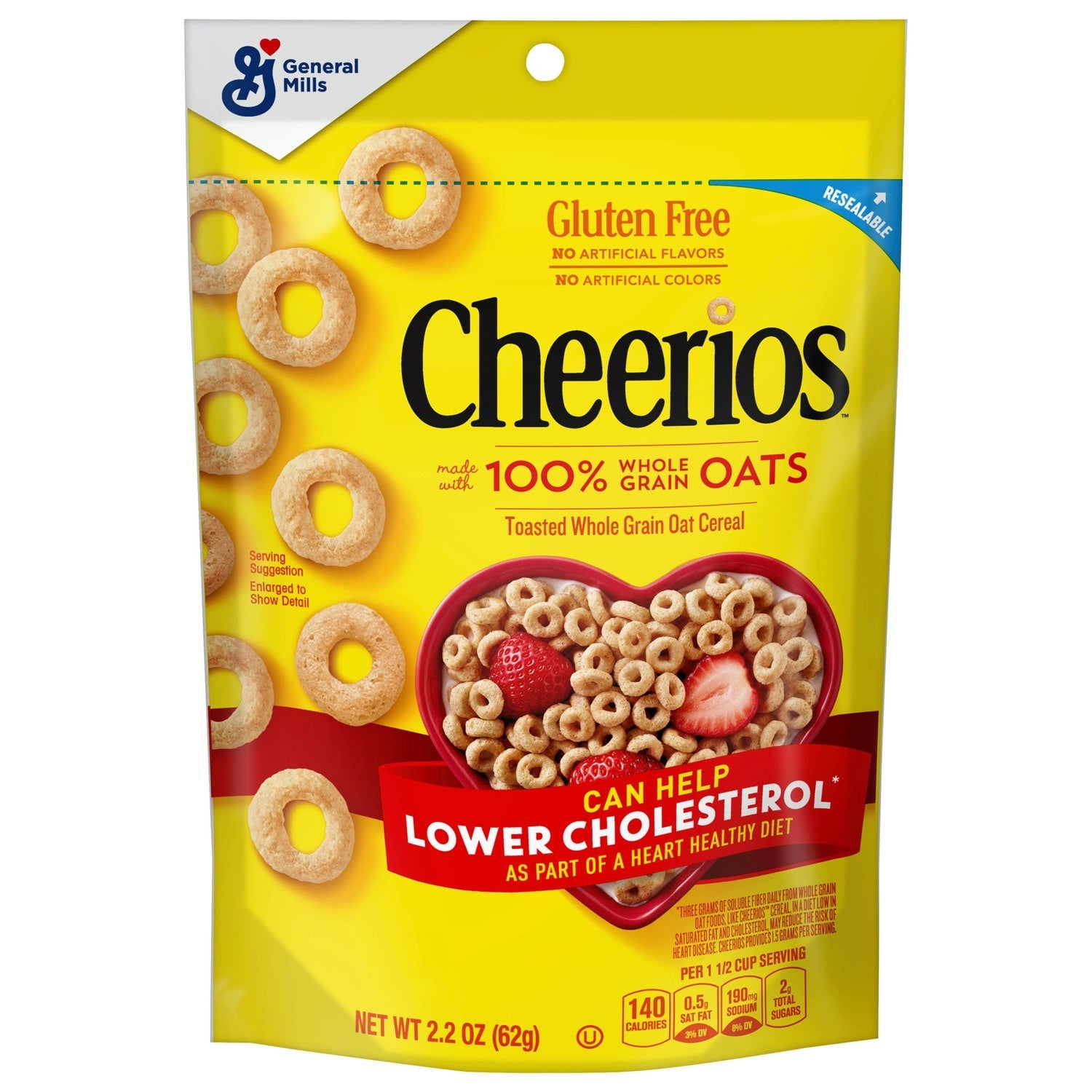 Cheerios Whole Grain Oats Breakfast Cereal, 2.2 oz.