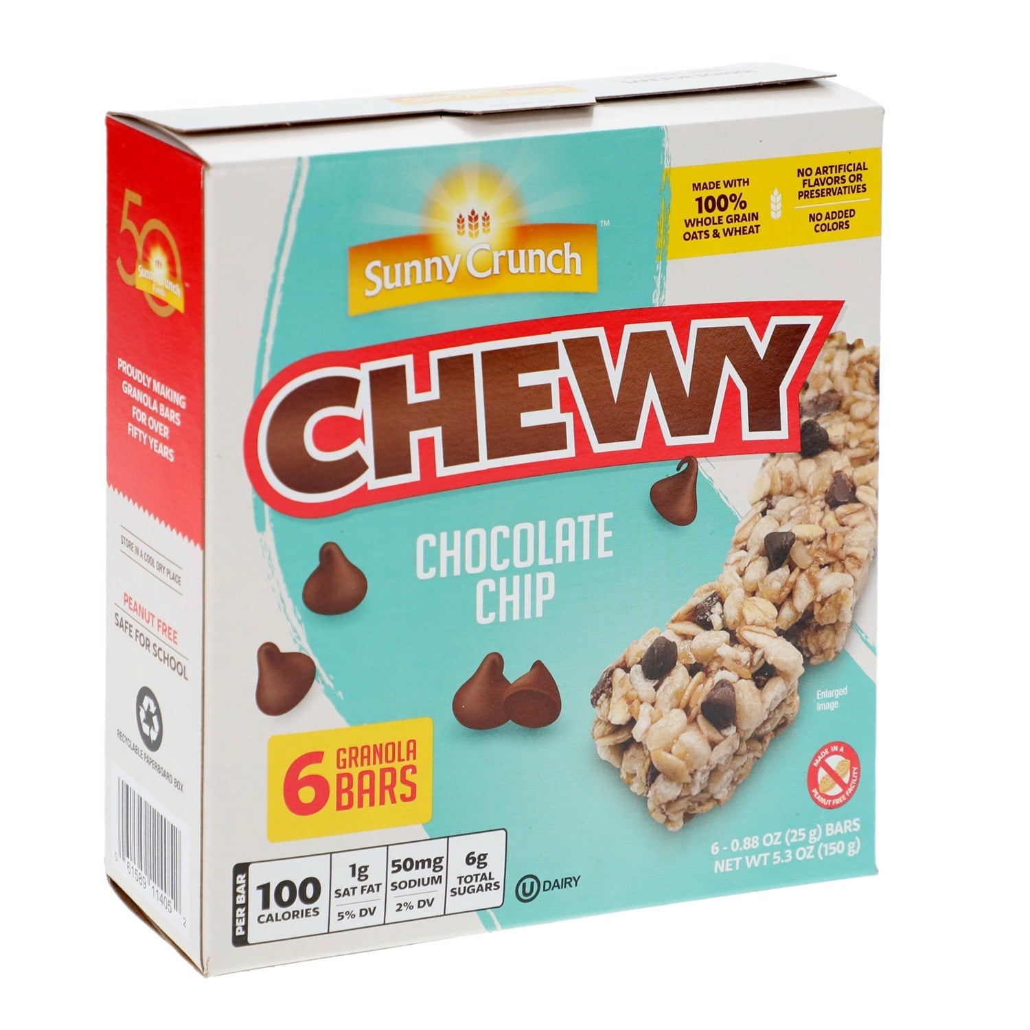 Chewy Chocolate Chip Granola Bars, 6-pc Pack.