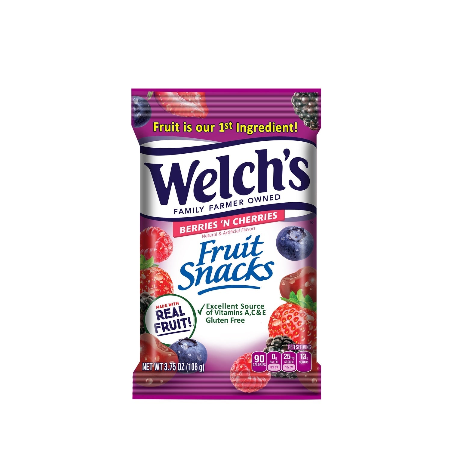 Welch's Berries 'N Cherries Fruit Snacks, 3.7-oz. Bags