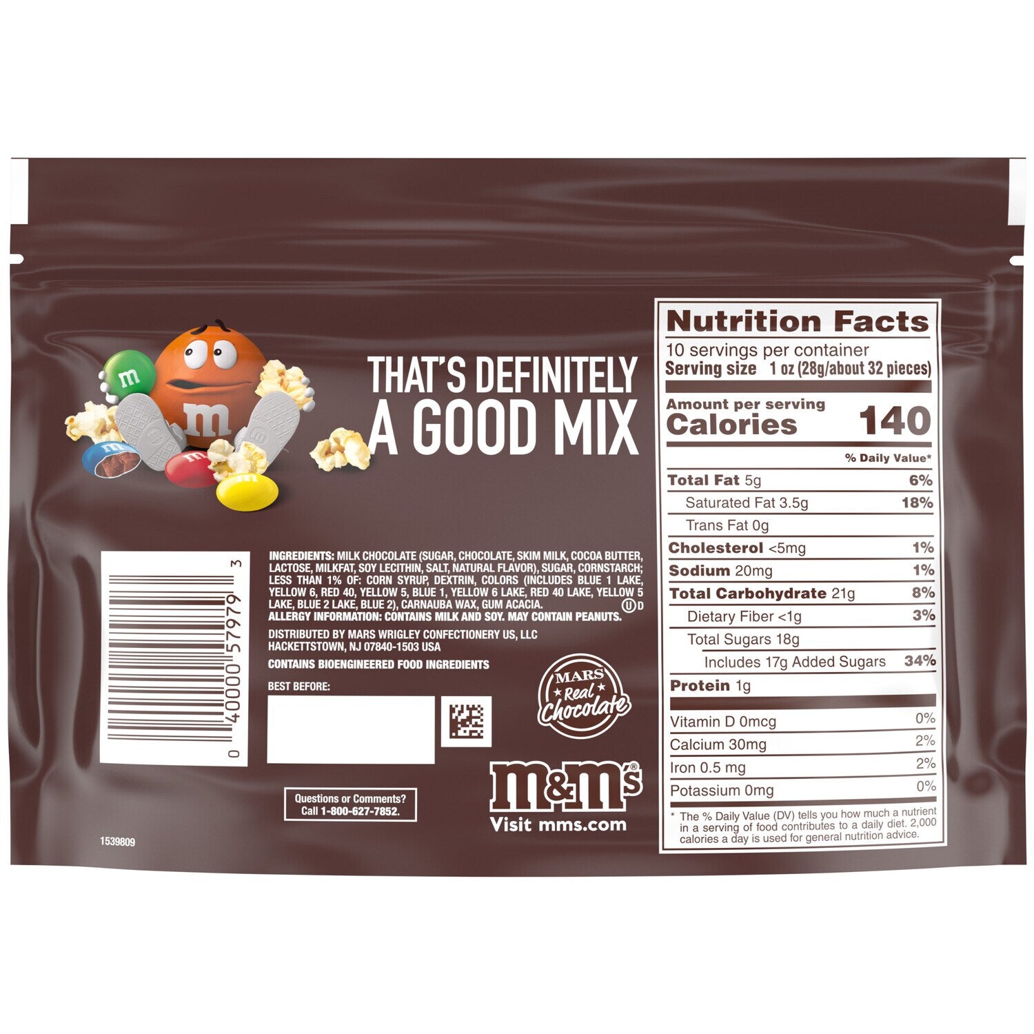M&amp;M'S Milk Chocolate Candy, Sharing Size, 10-oz. Resealable Bag