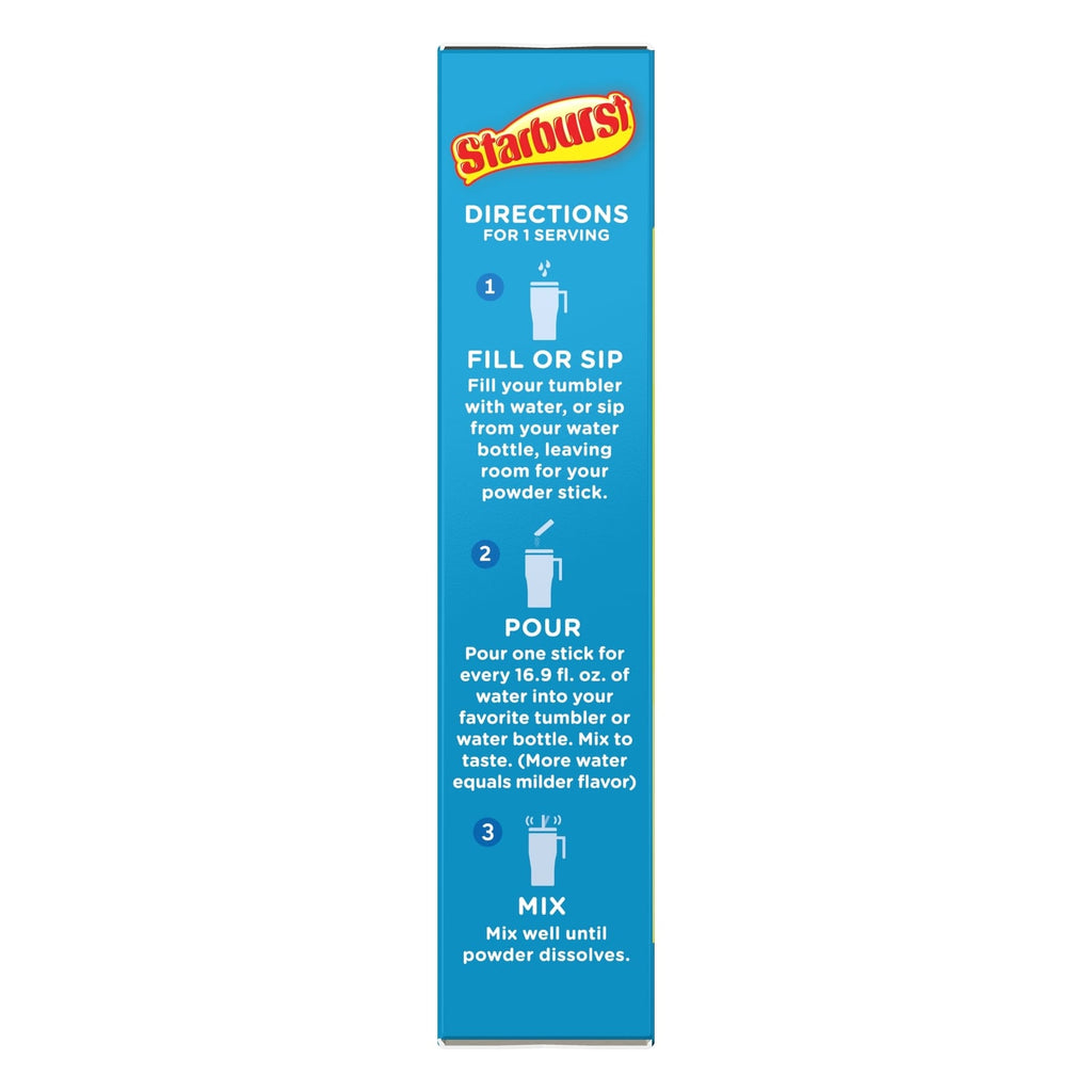 Starburst Blue Raspberry Zero Sugar Drink Mix, 6-pc Pack.