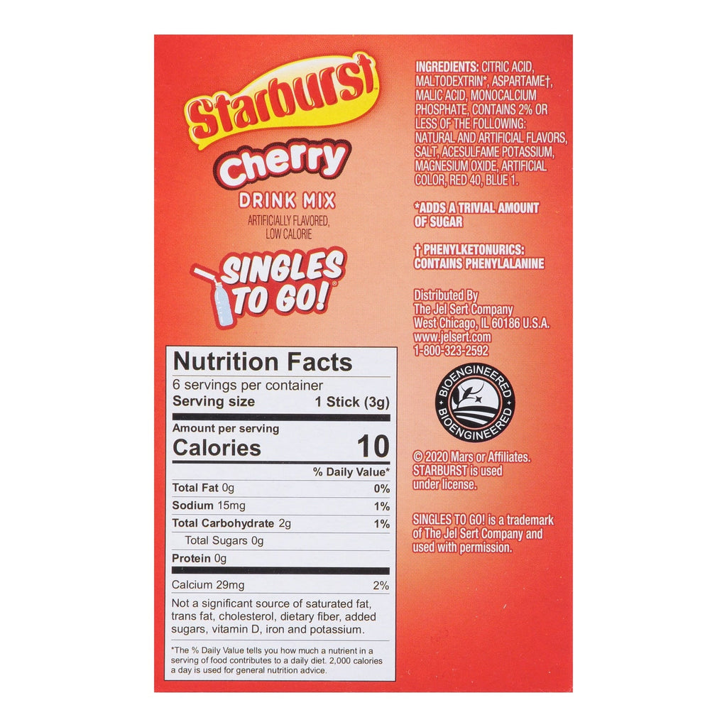 Starburst Cherry Zero Sugar Drink Mix, 6-pc Pack.