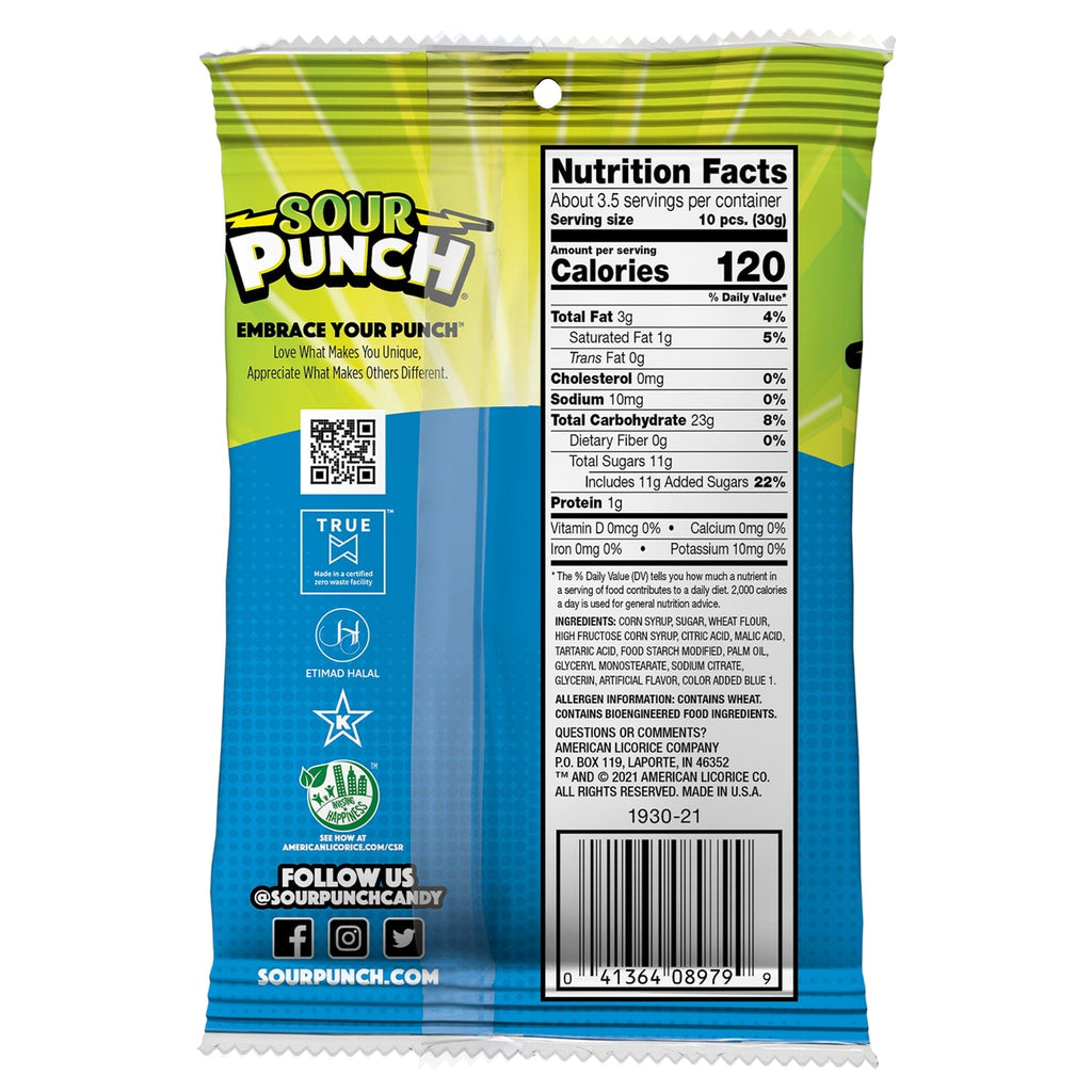 Sour Punch Bites Blue Raspberry Candies, 3.7-oz. Bag