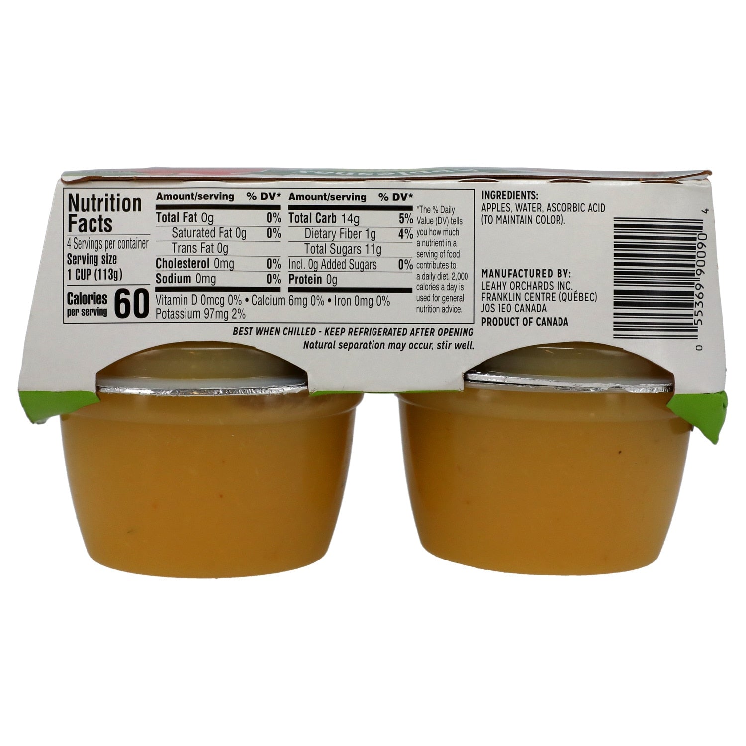 Applesnax Au Naturel Unsweetened Applesauce, 4-ct.