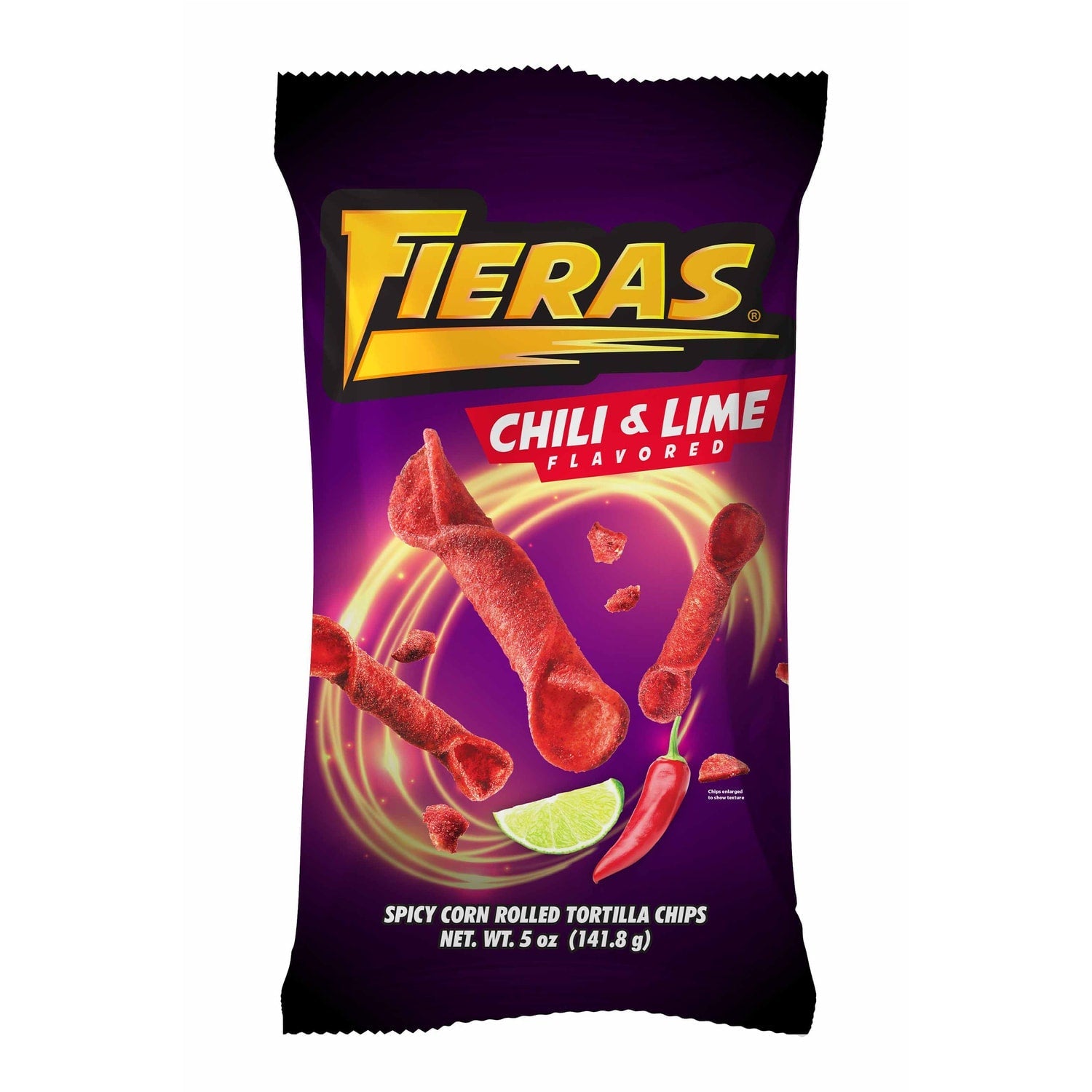 Fieras Chili and Lime Spicy Corn Rolled Tortilla Chips, 5-oz. Bag